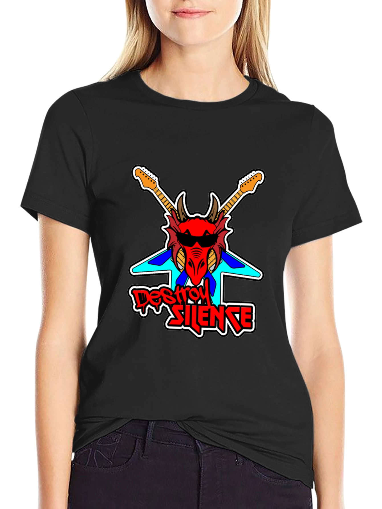 Destroy Silence Dragon Graphic Black T-Shirt