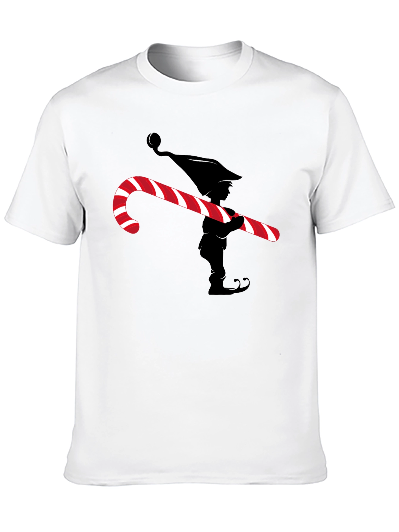 Elf with Candy Cane Graphic Tee - Christmas T-Shirt