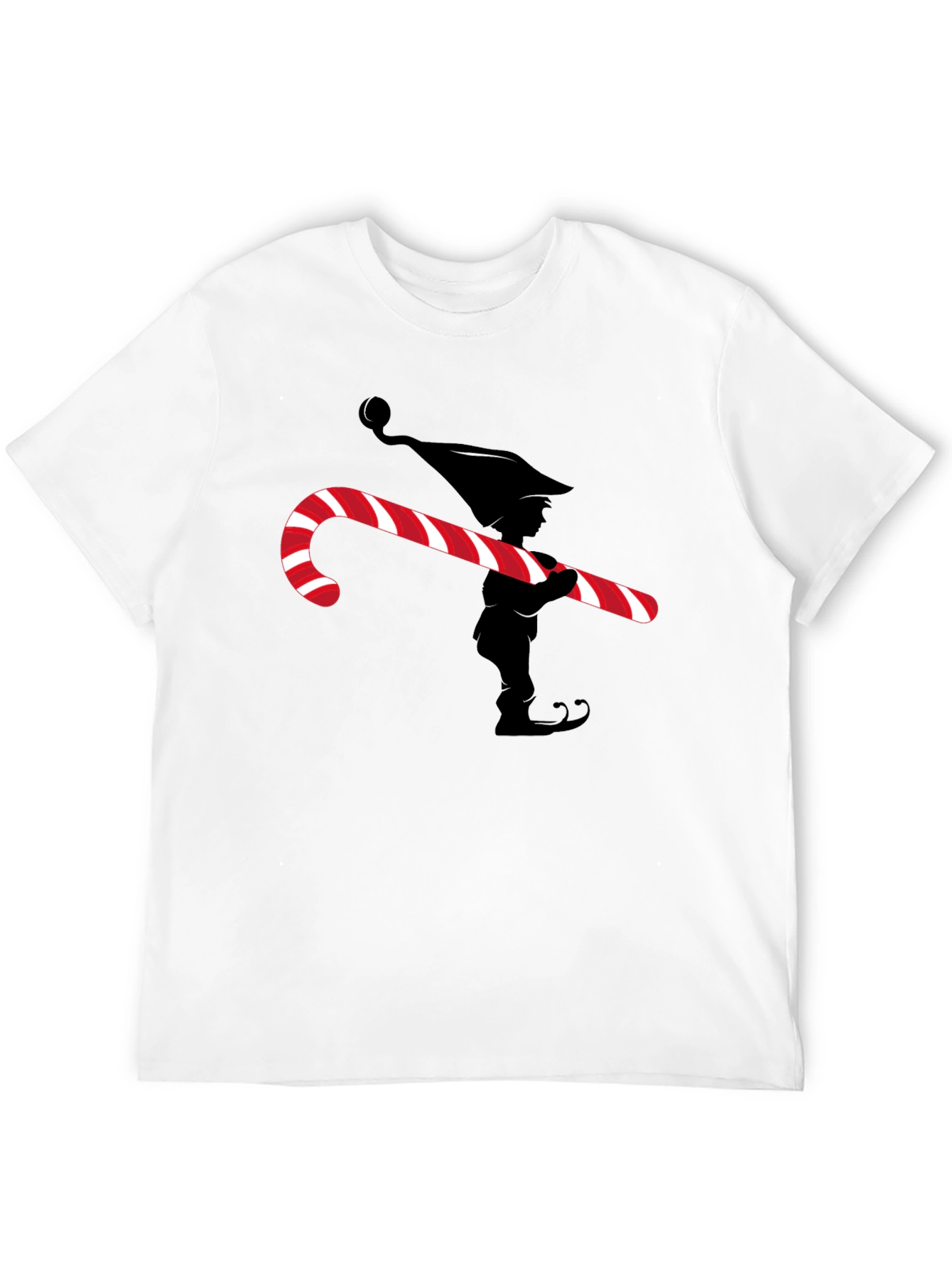Elf with Candy Cane Graphic Tee - Christmas T-Shirt