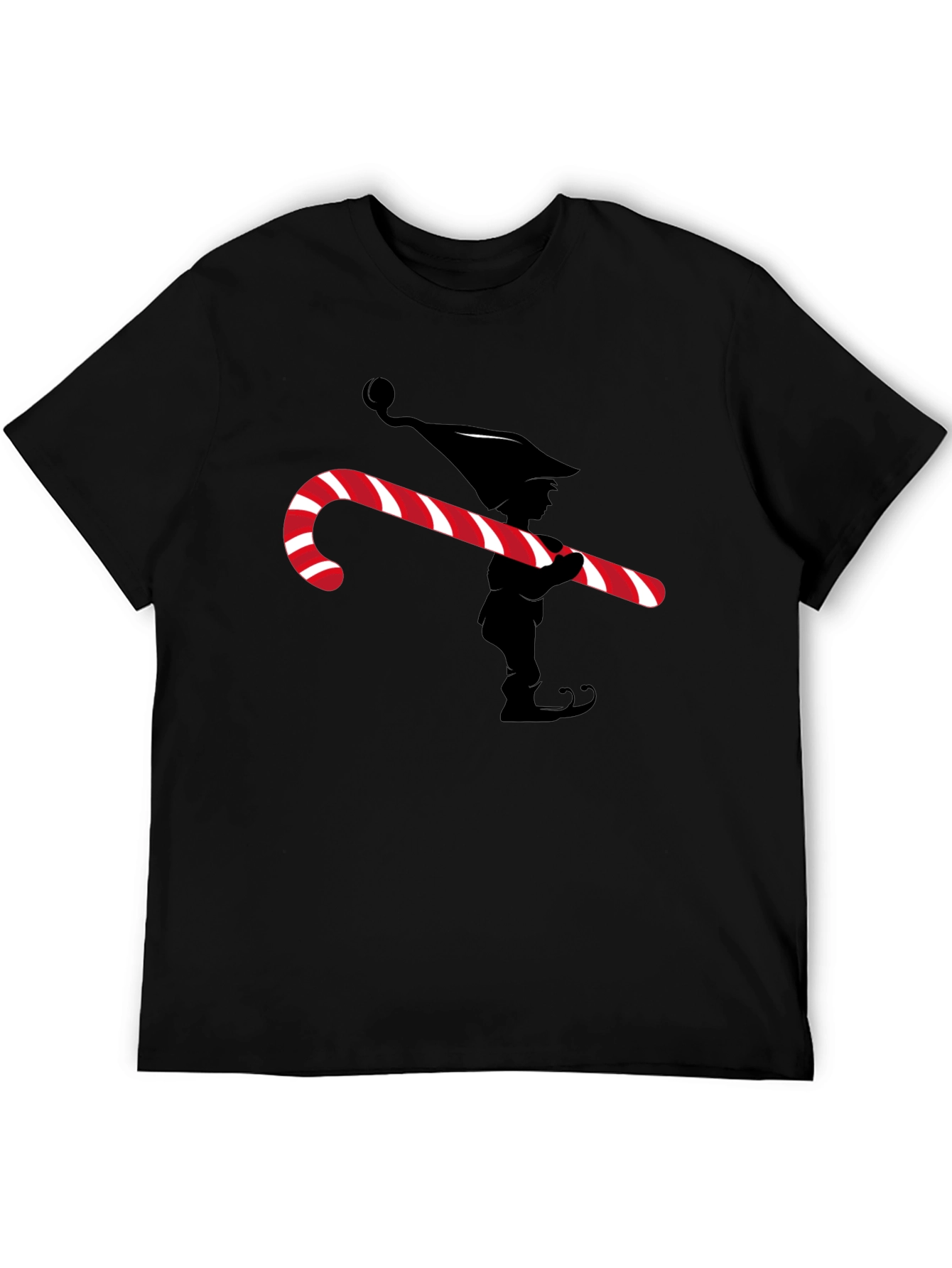 Elf with Candy Cane Graphic Tee - Christmas T-Shirt