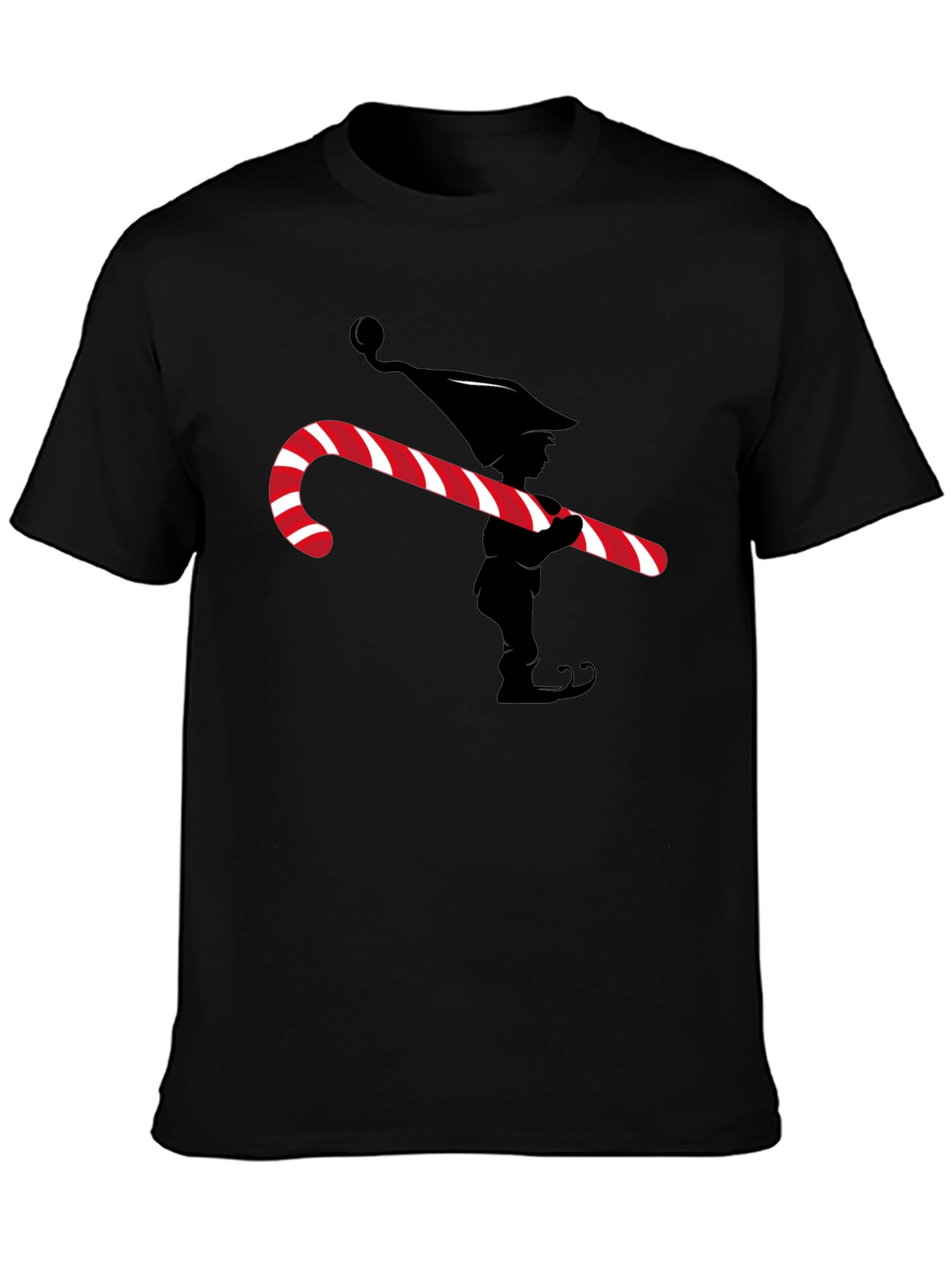 Elf with Candy Cane Graphic Tee - Christmas T-Shirt