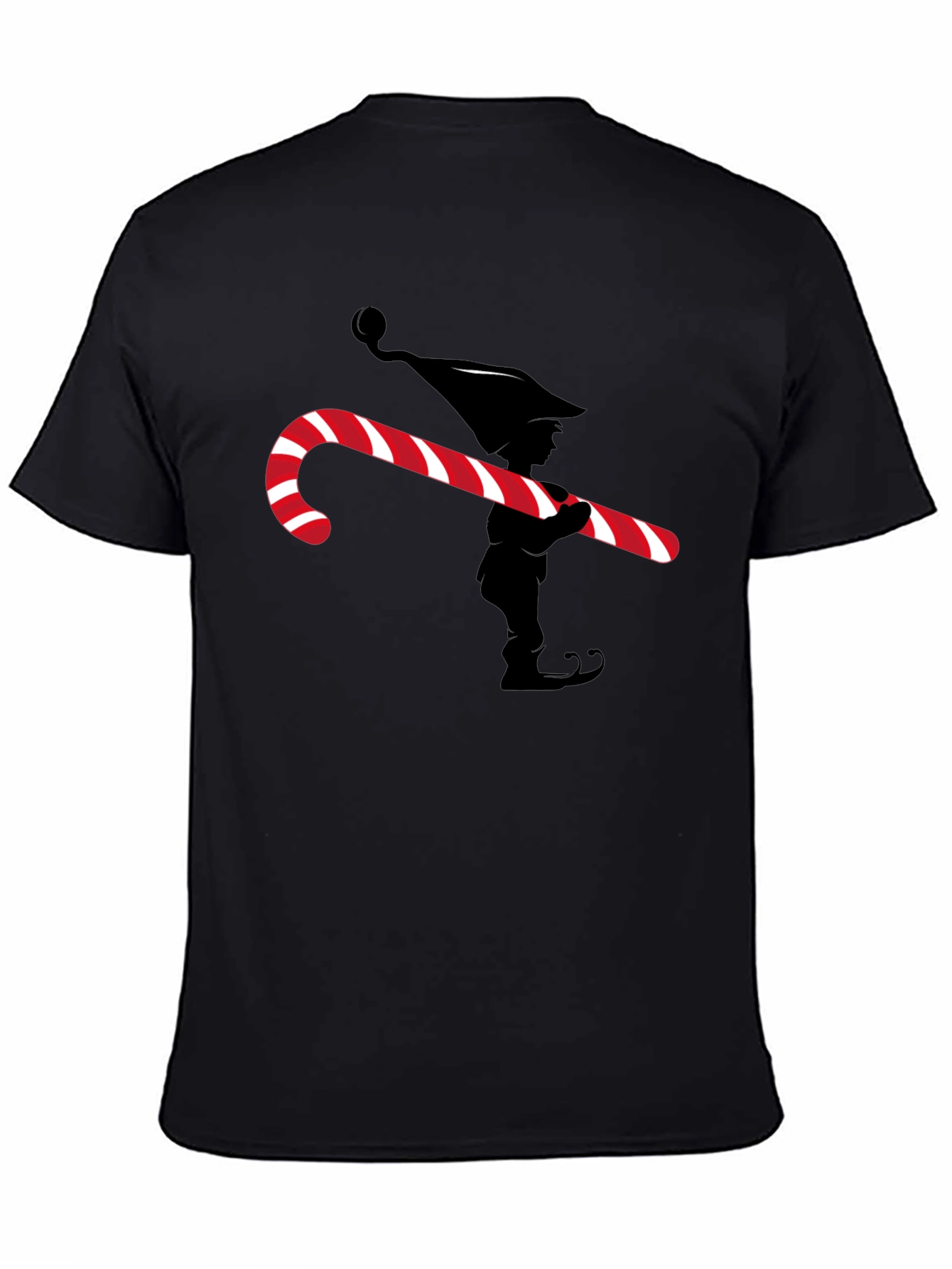 Elf with Candy Cane Graphic Tee - Christmas T-Shirt