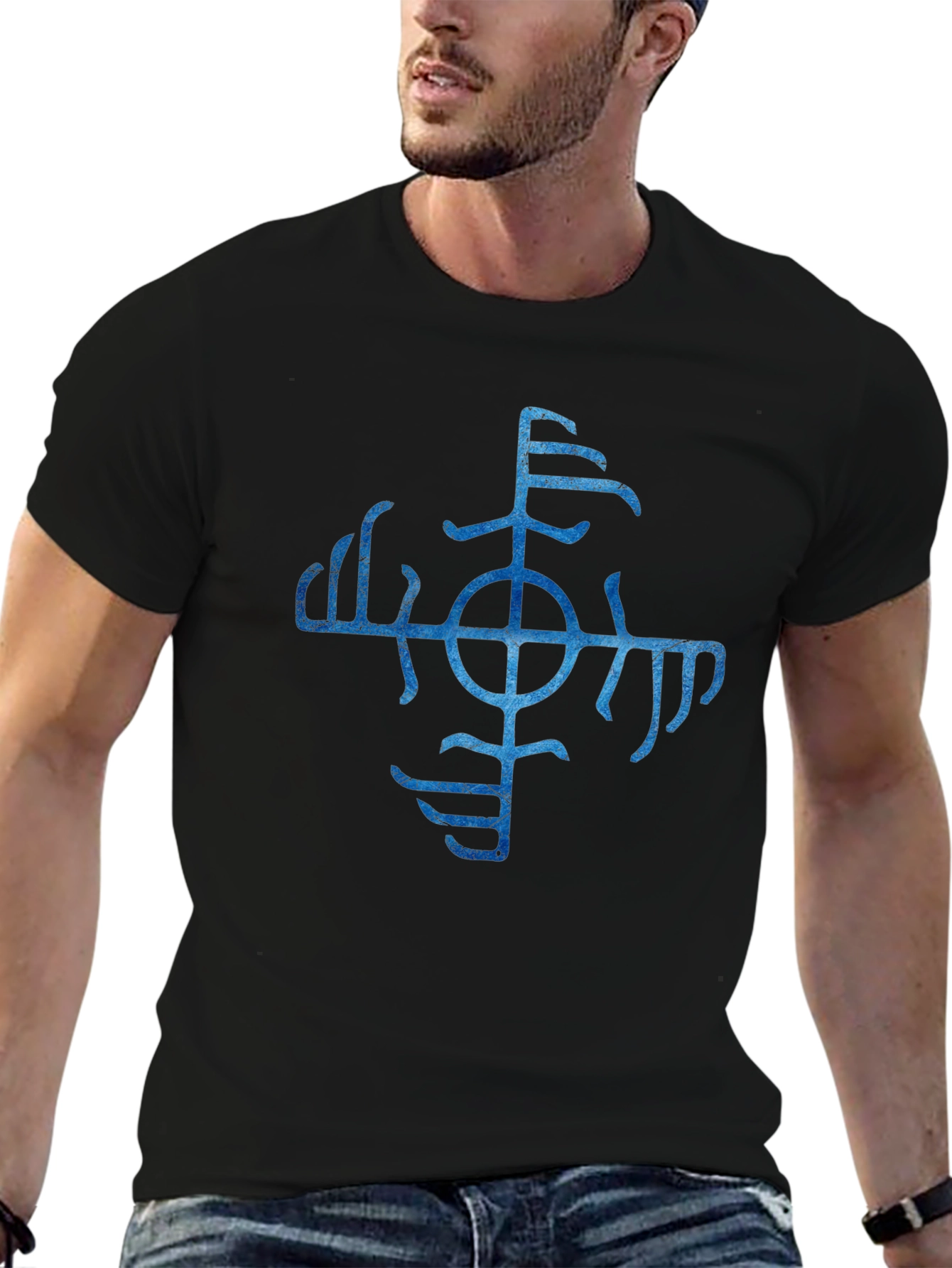 Vegvisir Compass Black T-Shirt Norse Viking Runes
