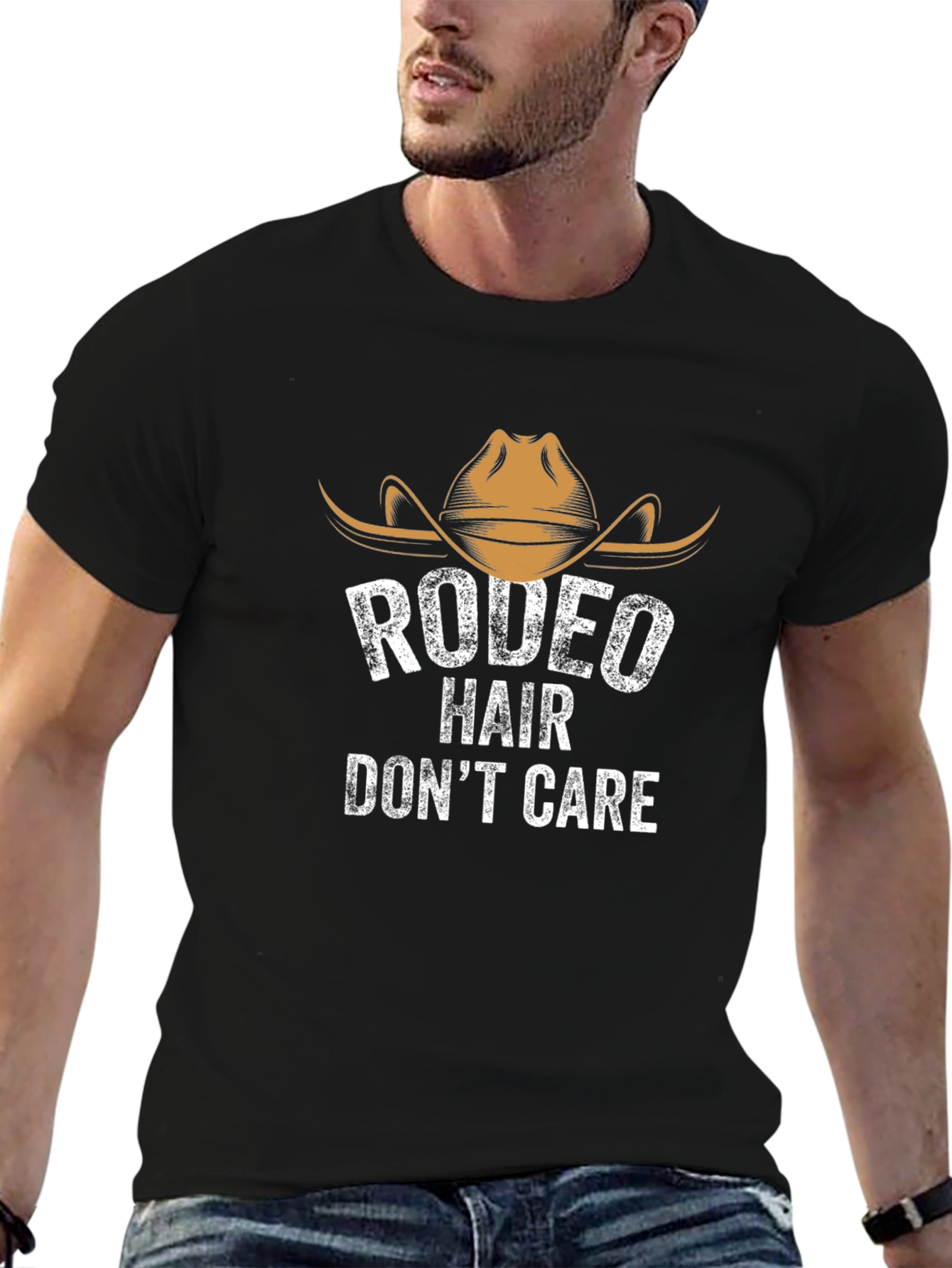 Rodeo Hair Dont Care T-Shirt - Cowboy Hat Tee