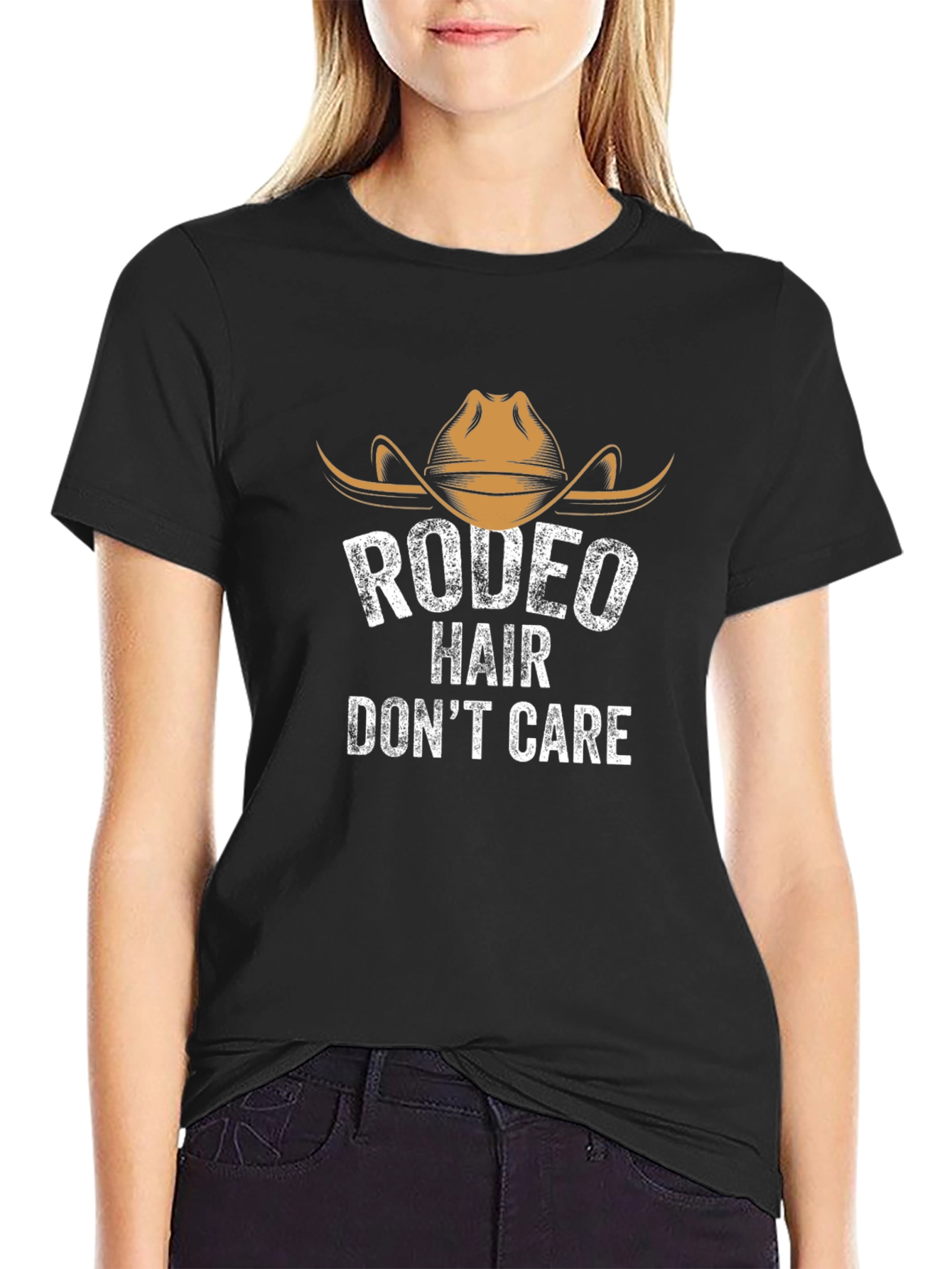Rodeo Hair Dont Care T-Shirt - Cowboy Hat Tee