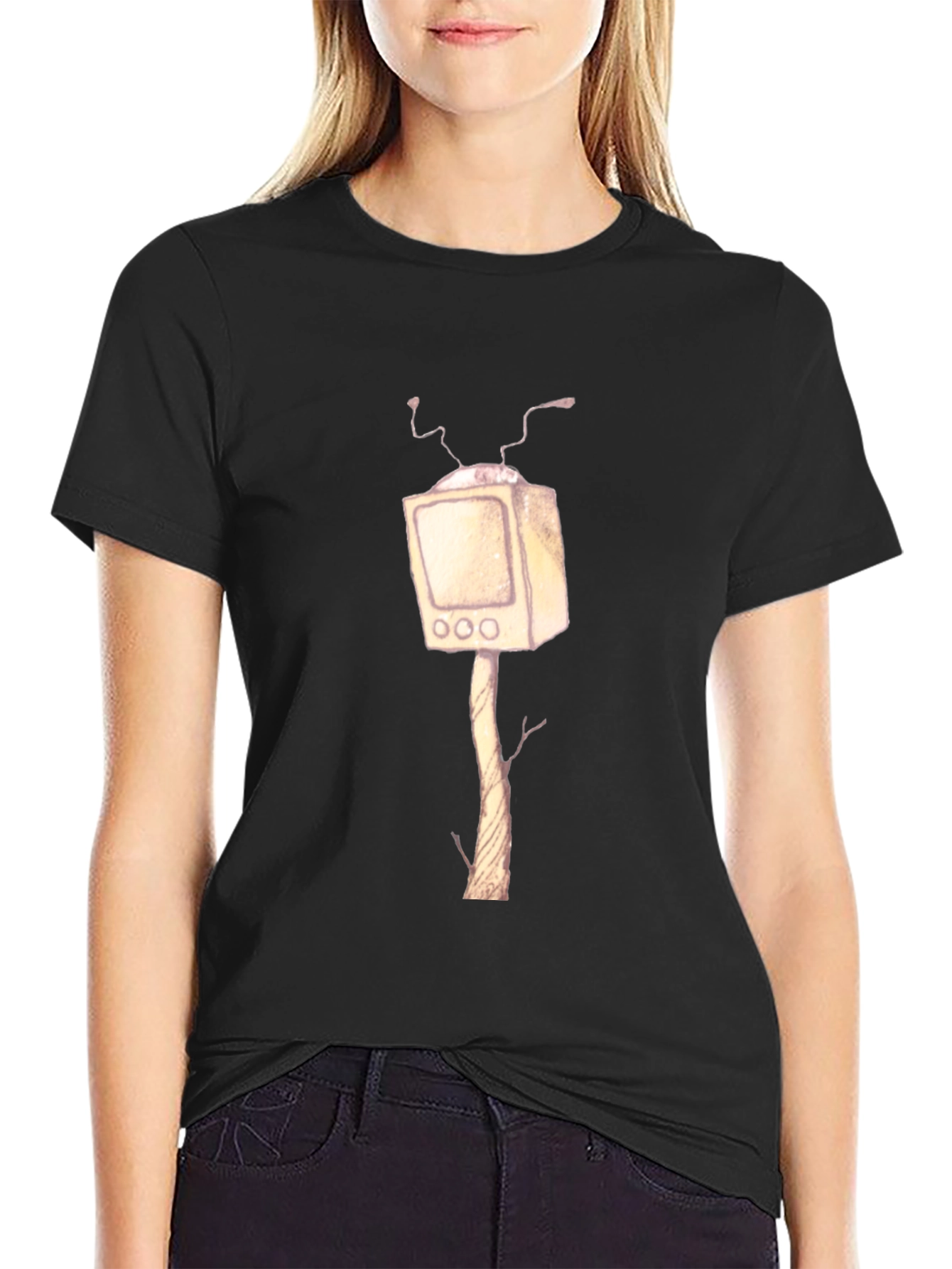 Surreal TV Tree T-Shirt - Unique Graphic Tee