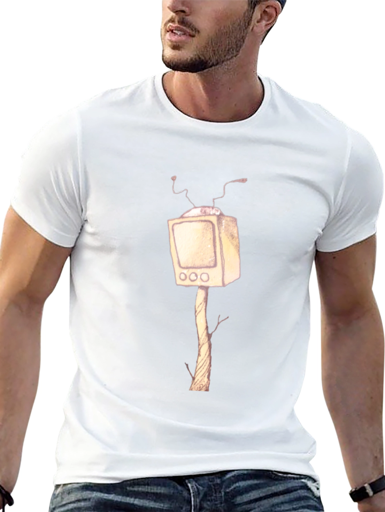 Surreal TV Tree T-Shirt - Unique Graphic Tee