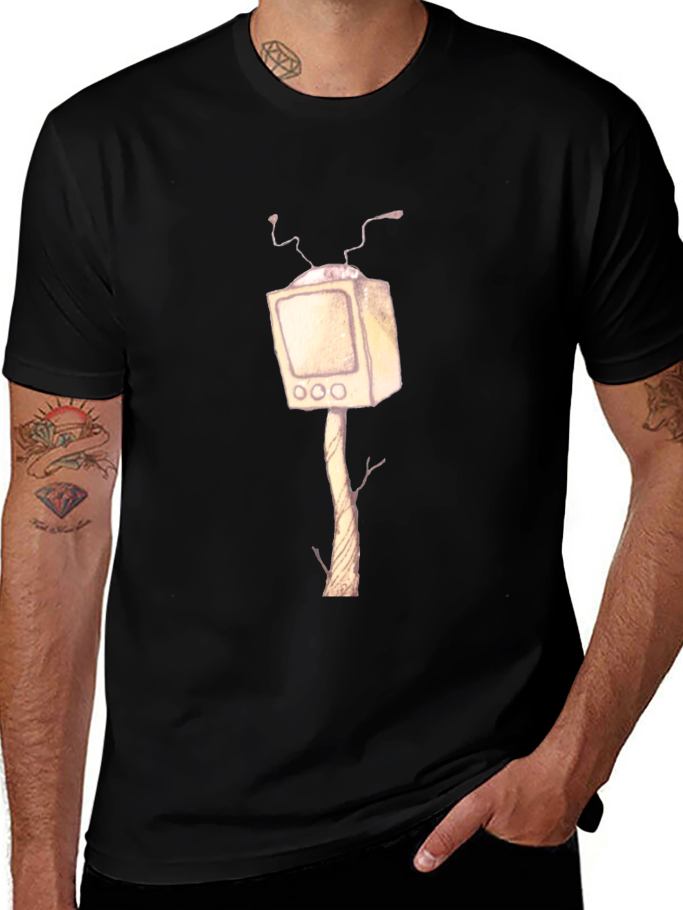 Surreal TV Tree T-Shirt - Unique Graphic Tee