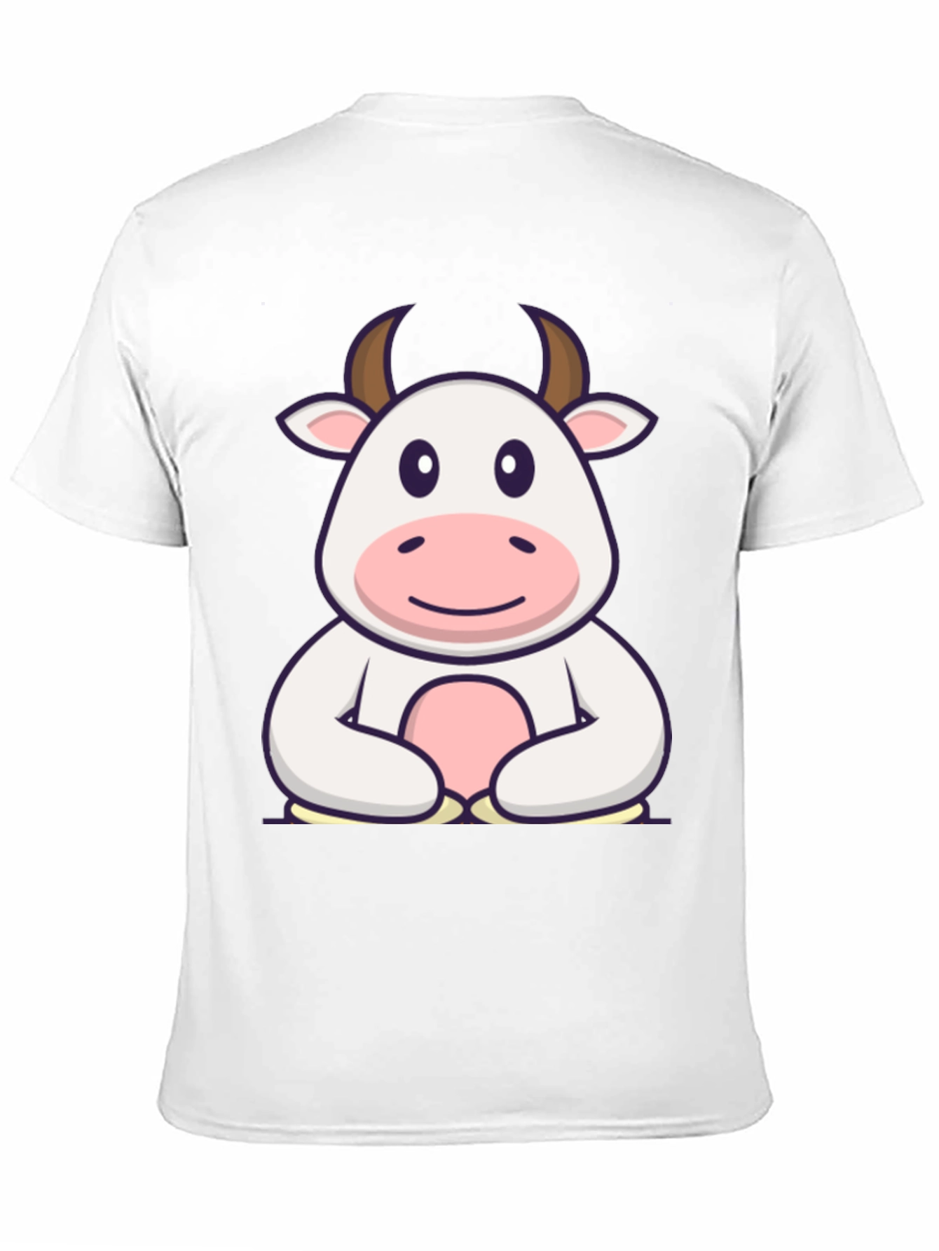 Cute Cartoon Cow Graphic Black T-Shirt