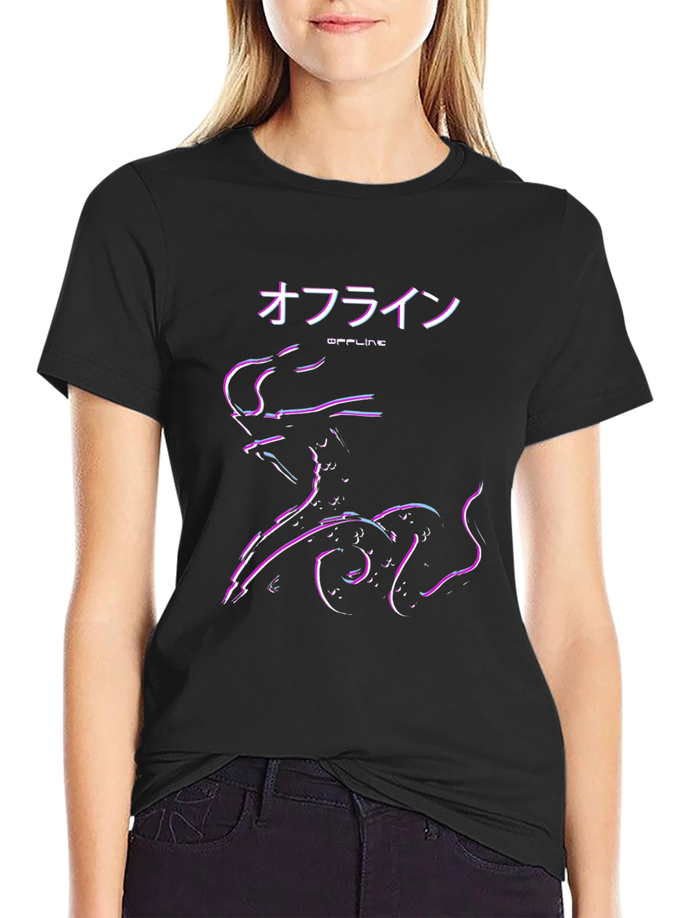 Offline Vaporwave T-Shirt - Black