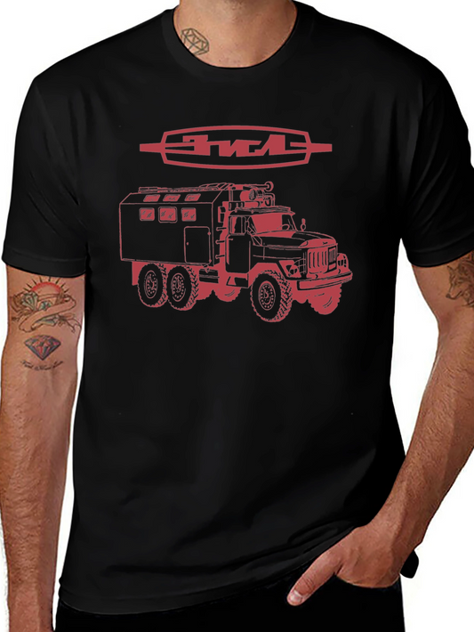 ZIL Truck T-Shirt - Red Graphic Print on Black Tee
