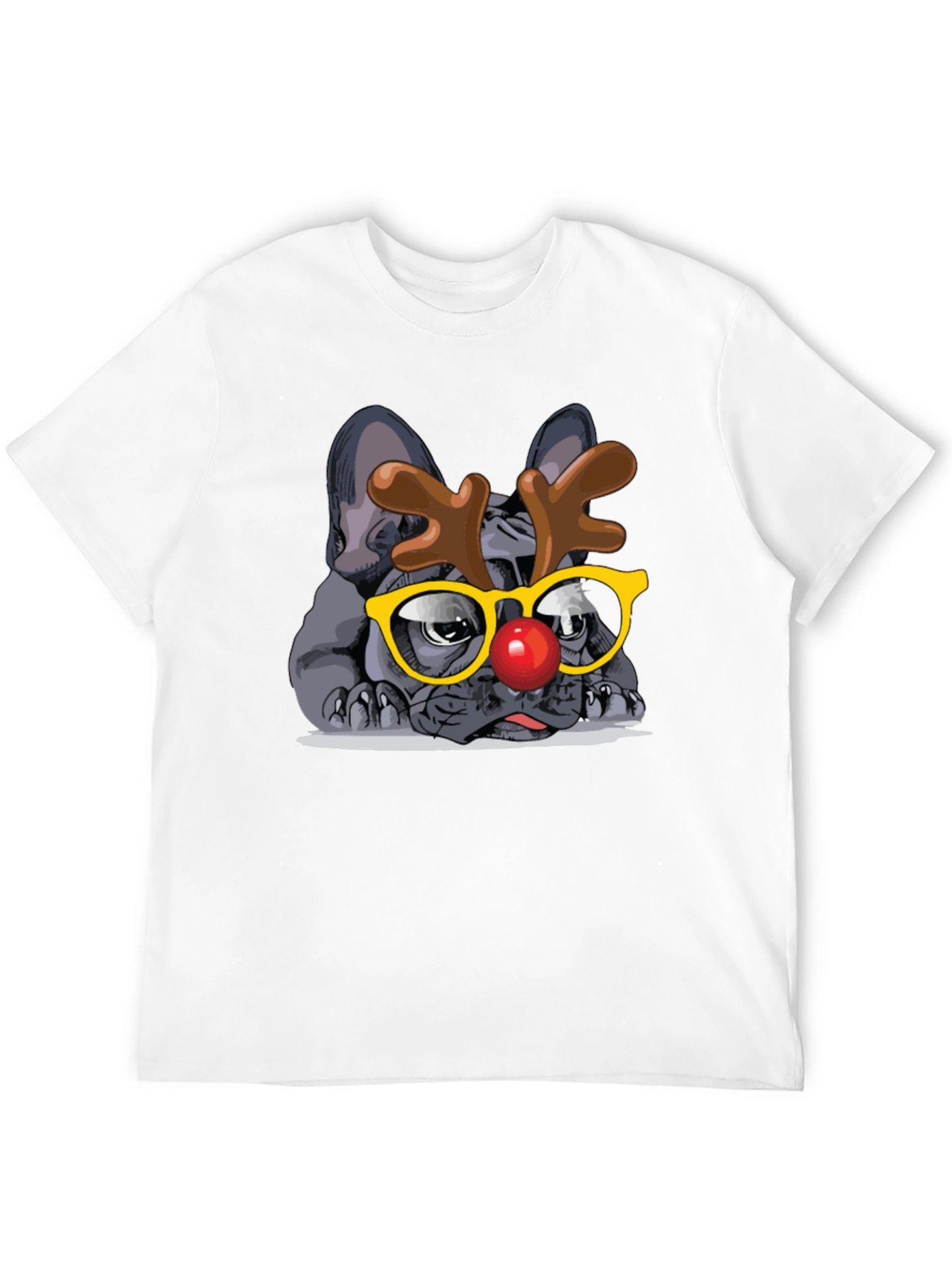 Dog Reindeer Graphic Tee - Black
