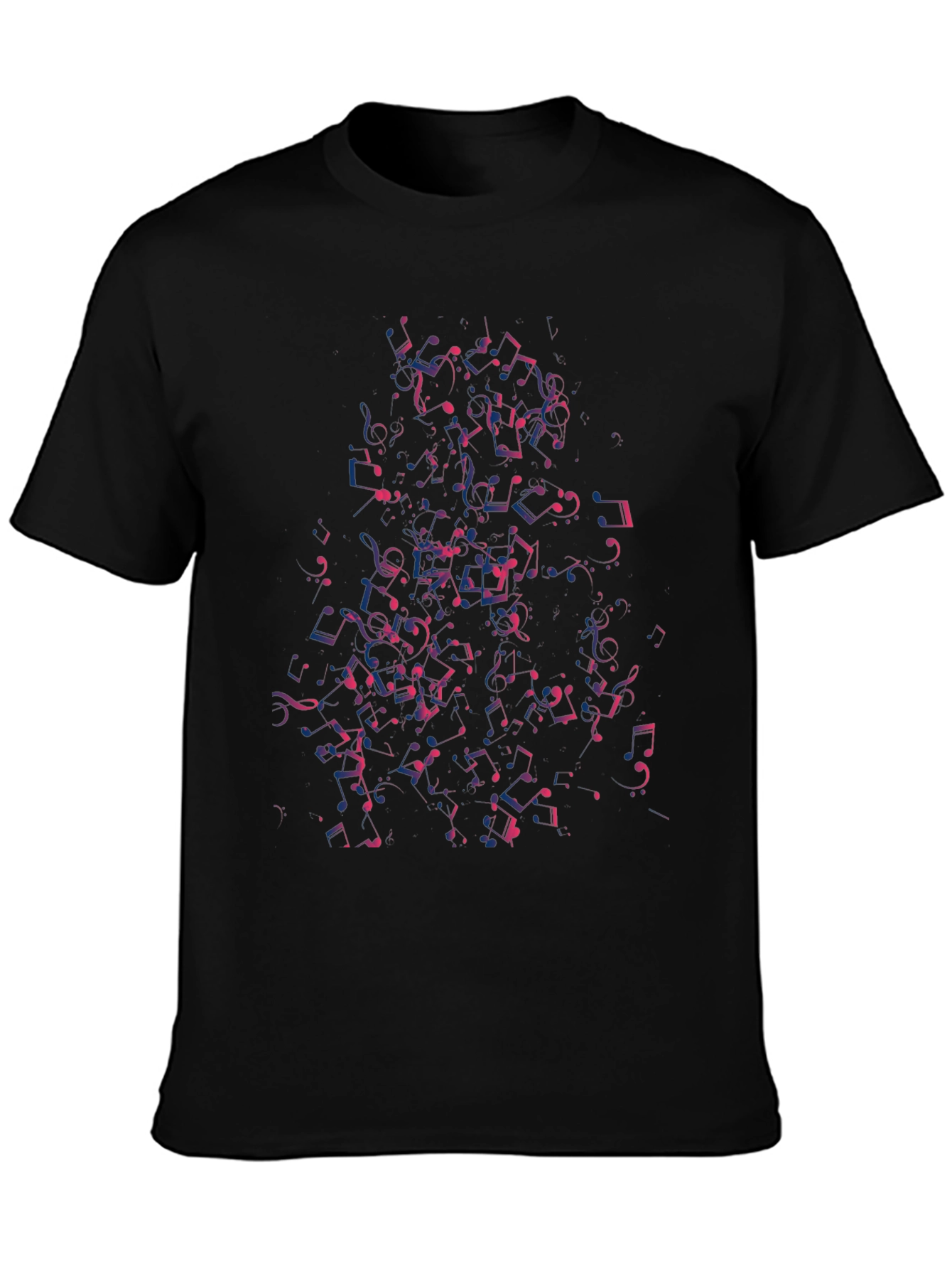 Musical Notes Graphic Tee - Cool Black T-Shirt