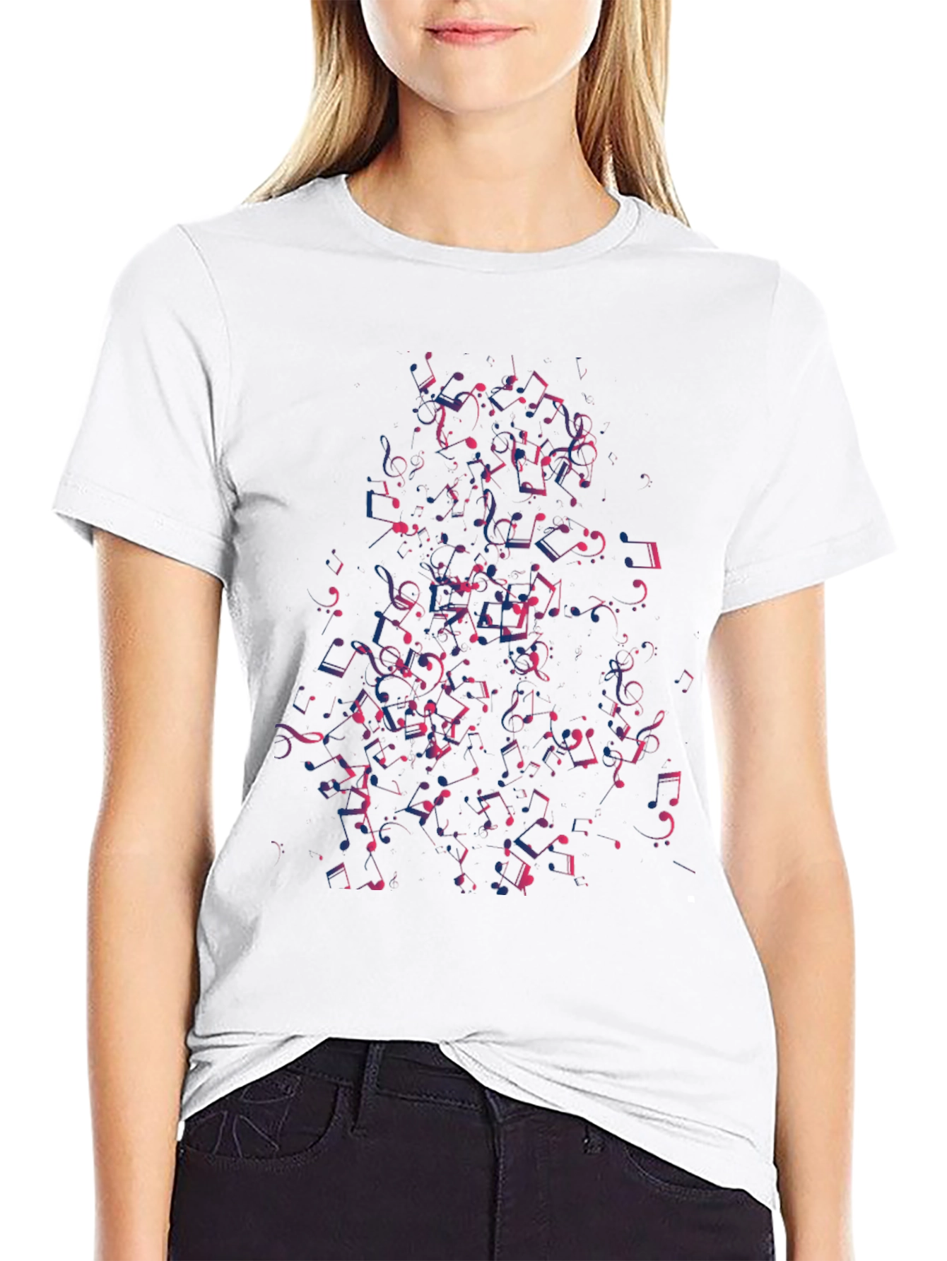 Musical Notes Graphic Tee - Cool Black T-Shirt