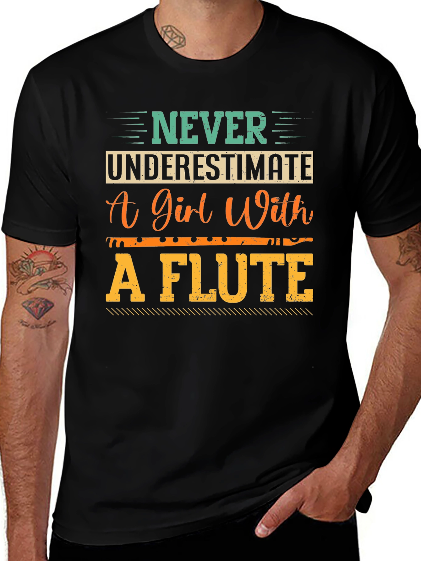 Never Underestimate a Girl with a Flute T-Shirt