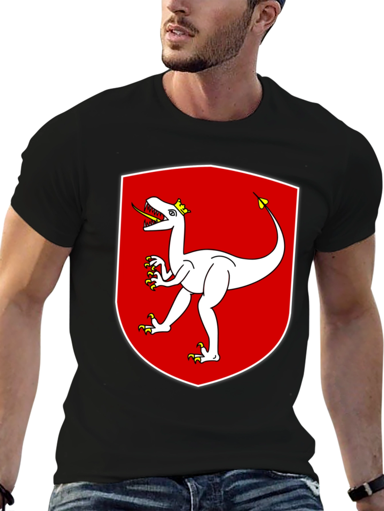 Dinosaur Crest Graphic Tee - Black