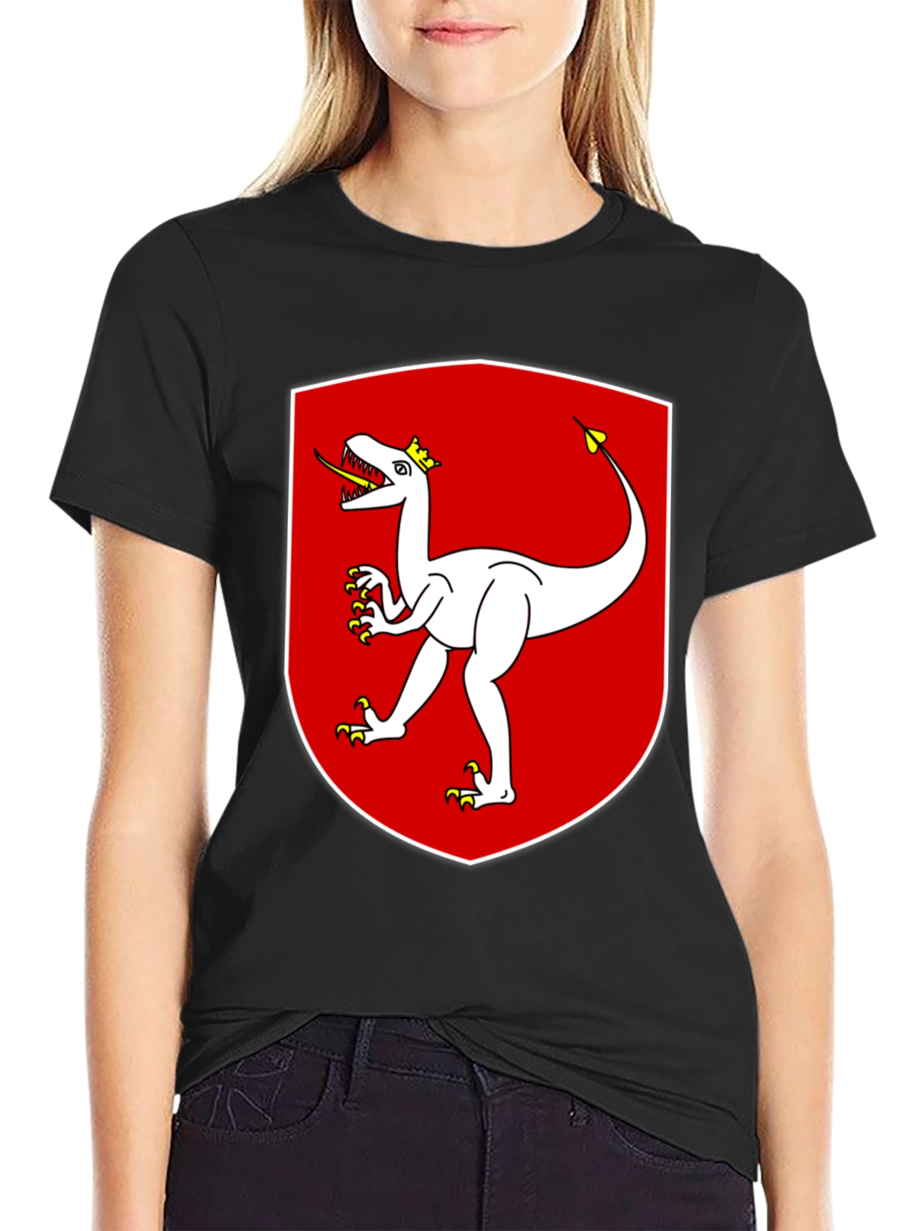 Dinosaur Crest Graphic Tee - Black