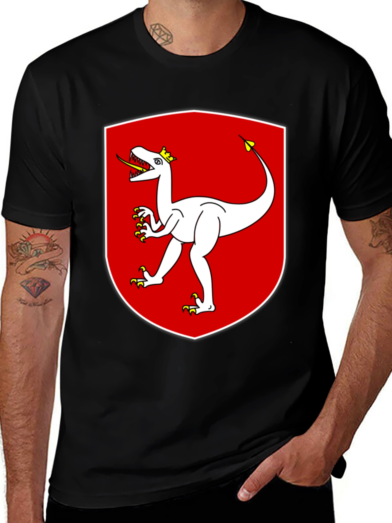 Dinosaur Crest Graphic Tee - Black