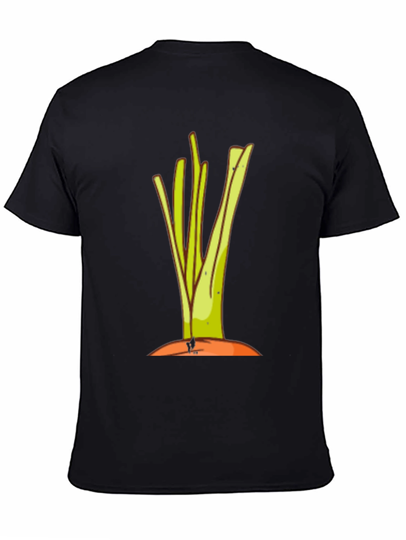 Cartoon Leek Graphic Black Tee