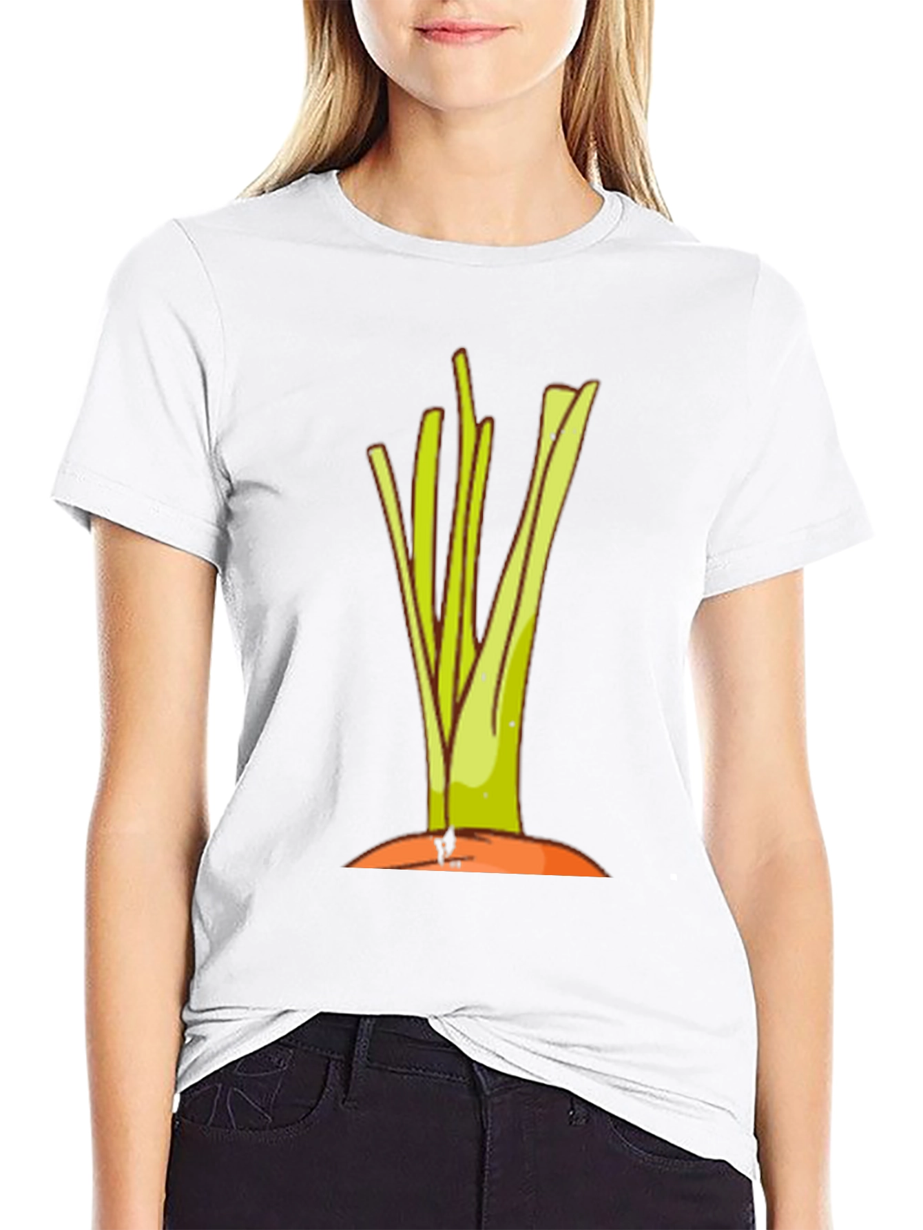 Cartoon Leek Graphic Black Tee