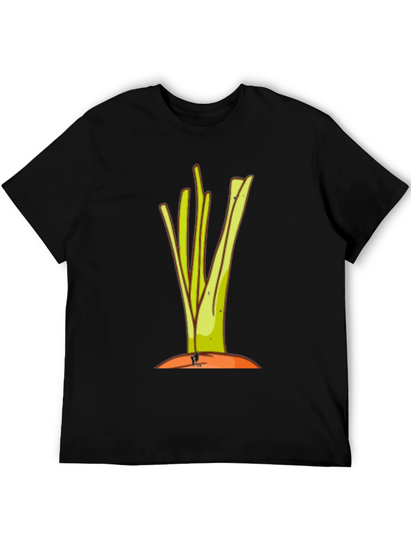 Cartoon Leek Graphic Black Tee