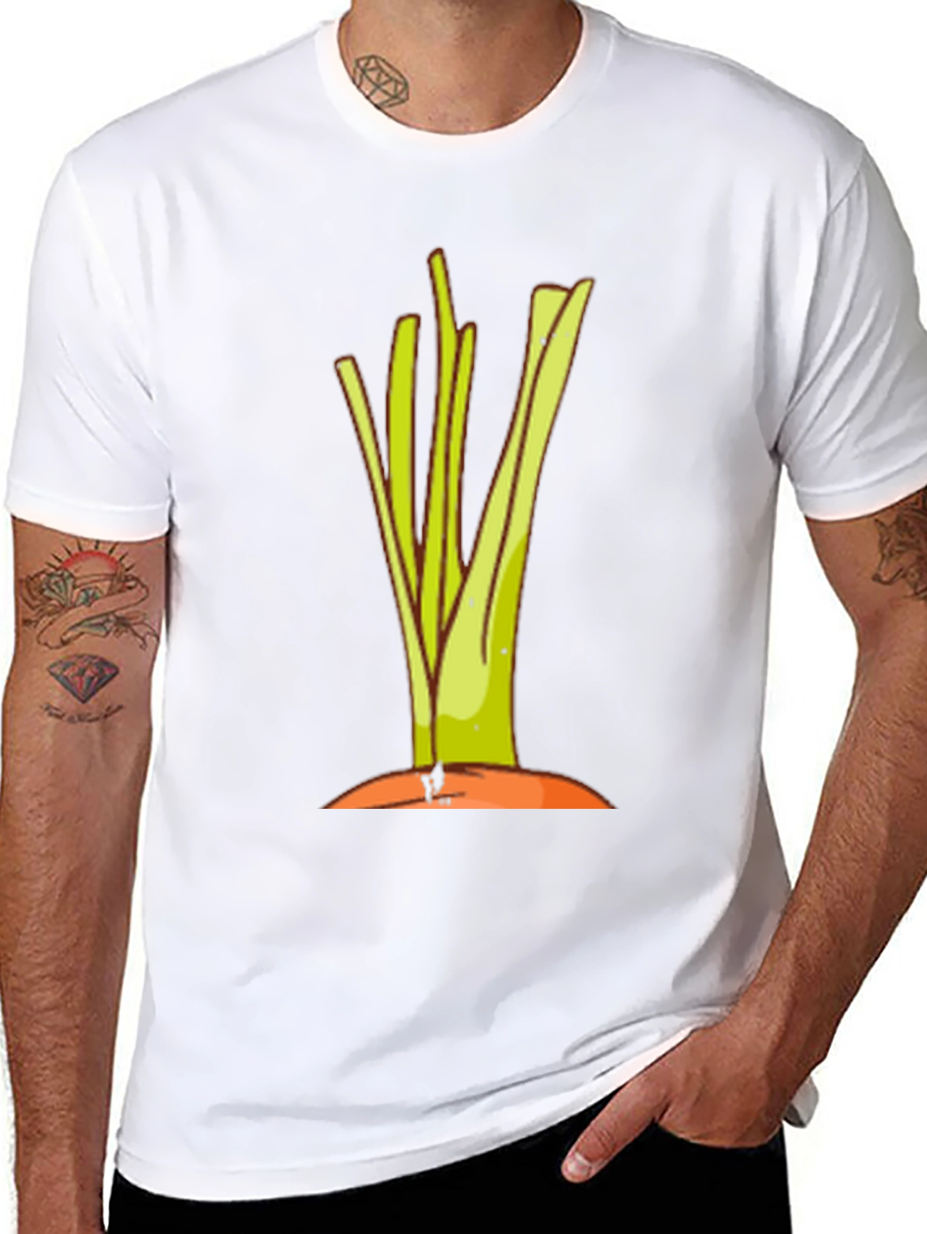 Cartoon Leek Graphic Black Tee
