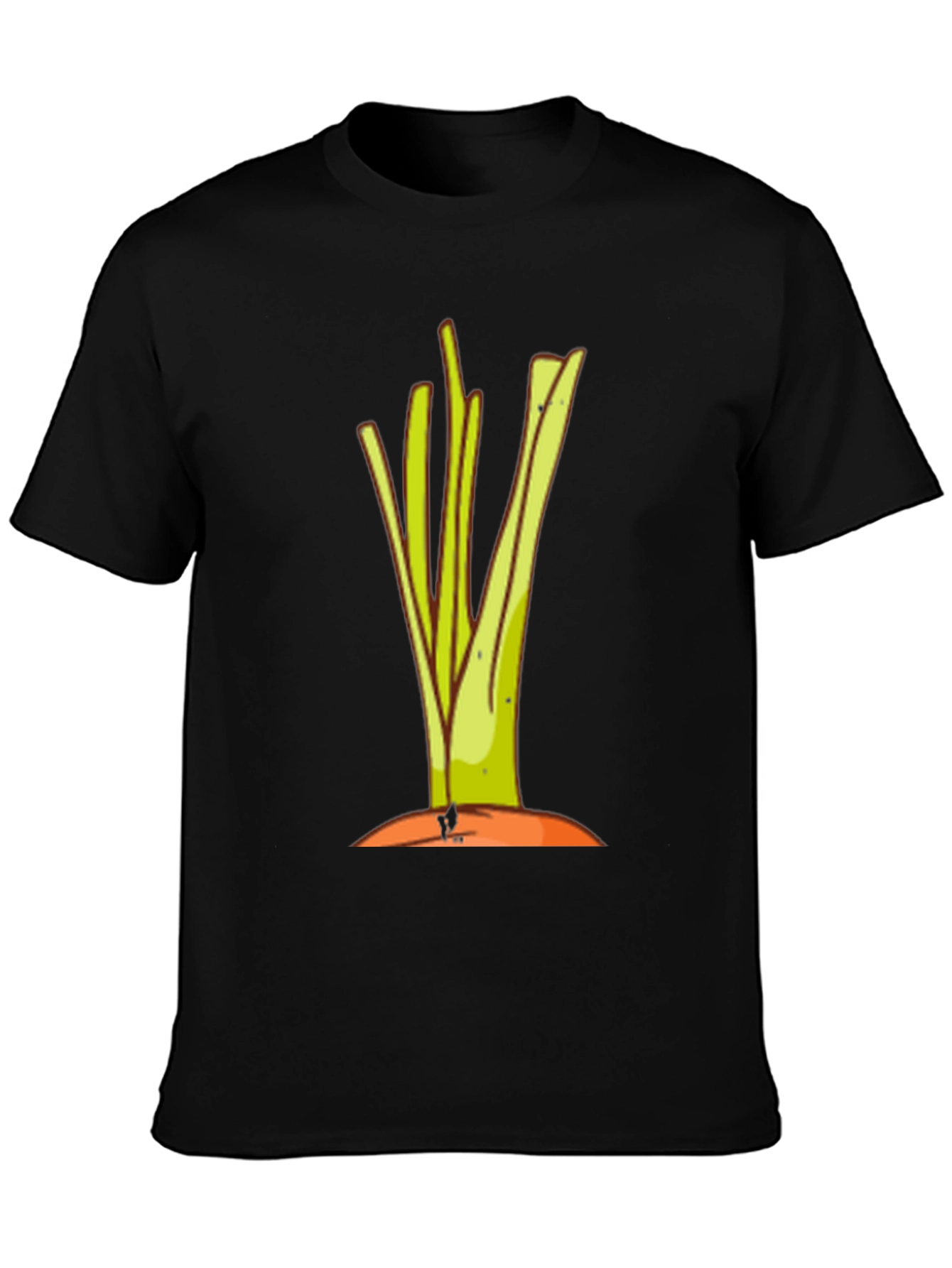 Cartoon Leek Graphic Black Tee