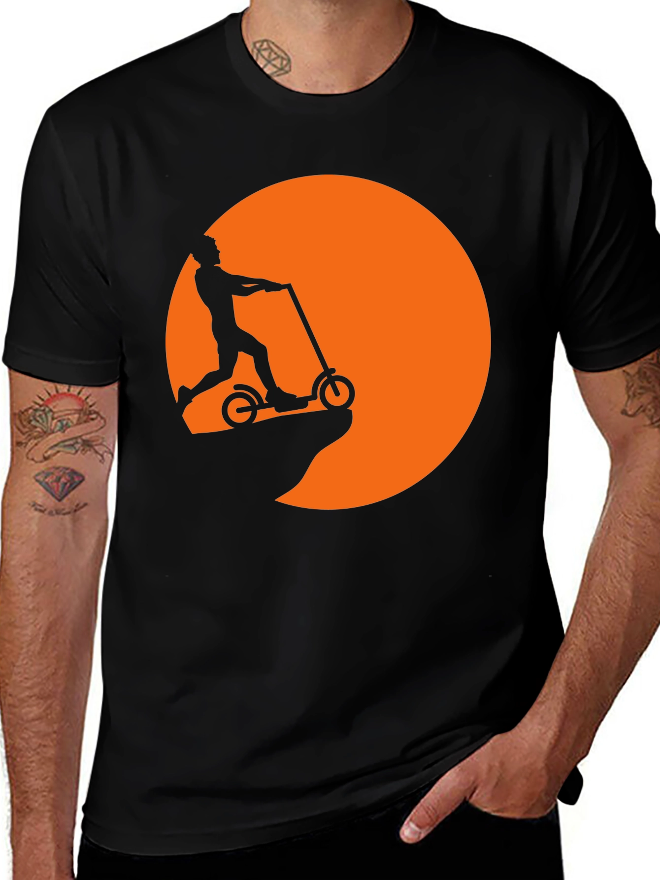 Scooter Sunset Graphic Tee - Black