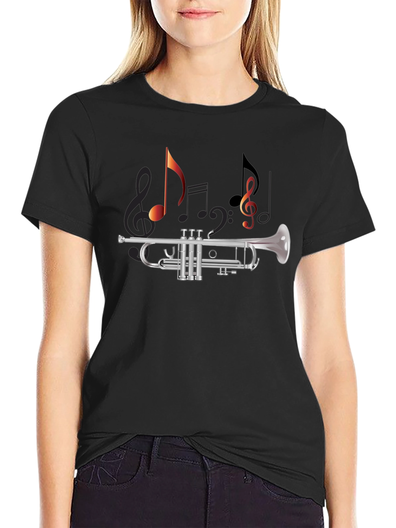 Musical Trumpet T-Shirt - Black Cotton Tee