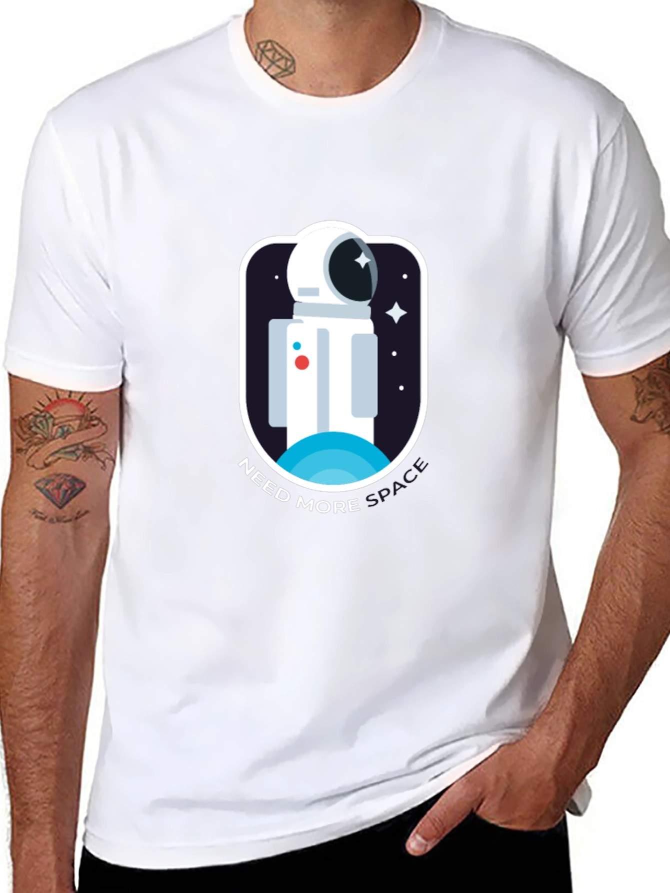 Need More Space Black T-Shirt Astronaut Graphic Tee