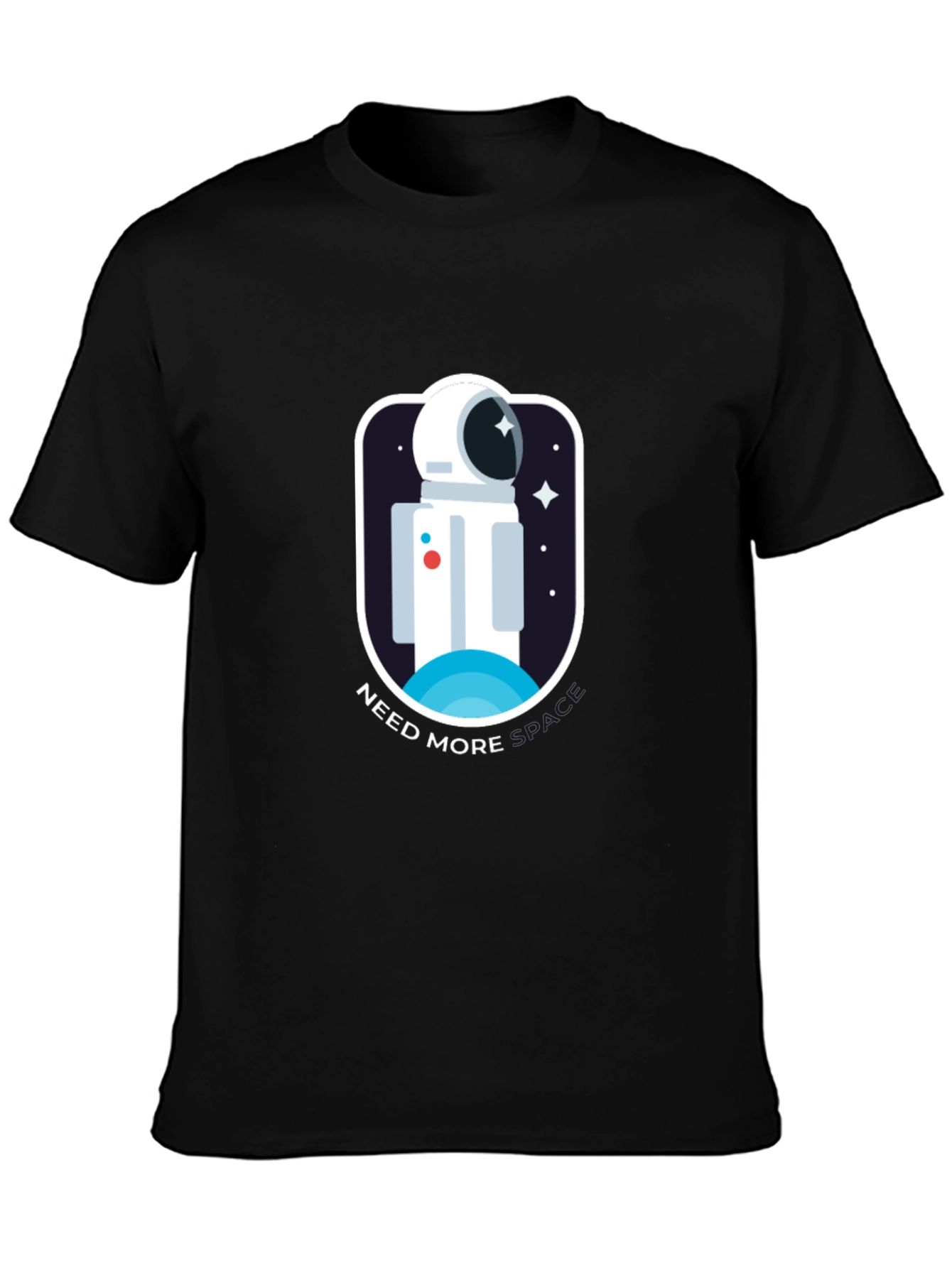 Need More Space Black T-Shirt Astronaut Graphic Tee