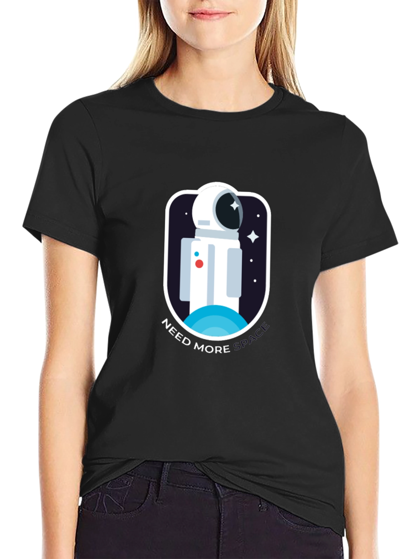 Need More Space Black T-Shirt Astronaut Graphic Tee