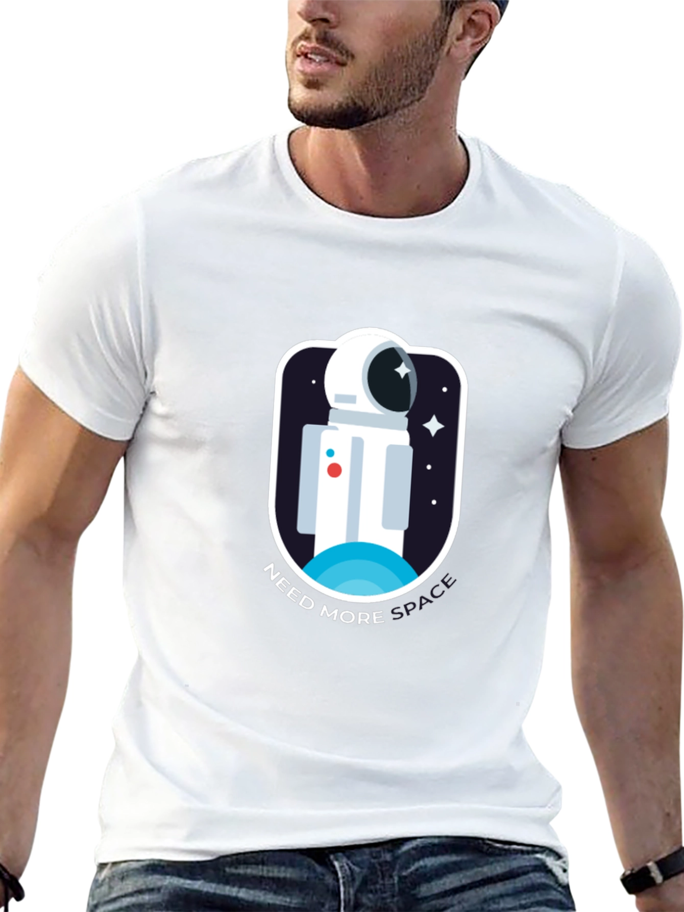 Need More Space Black T-Shirt Astronaut Graphic Tee