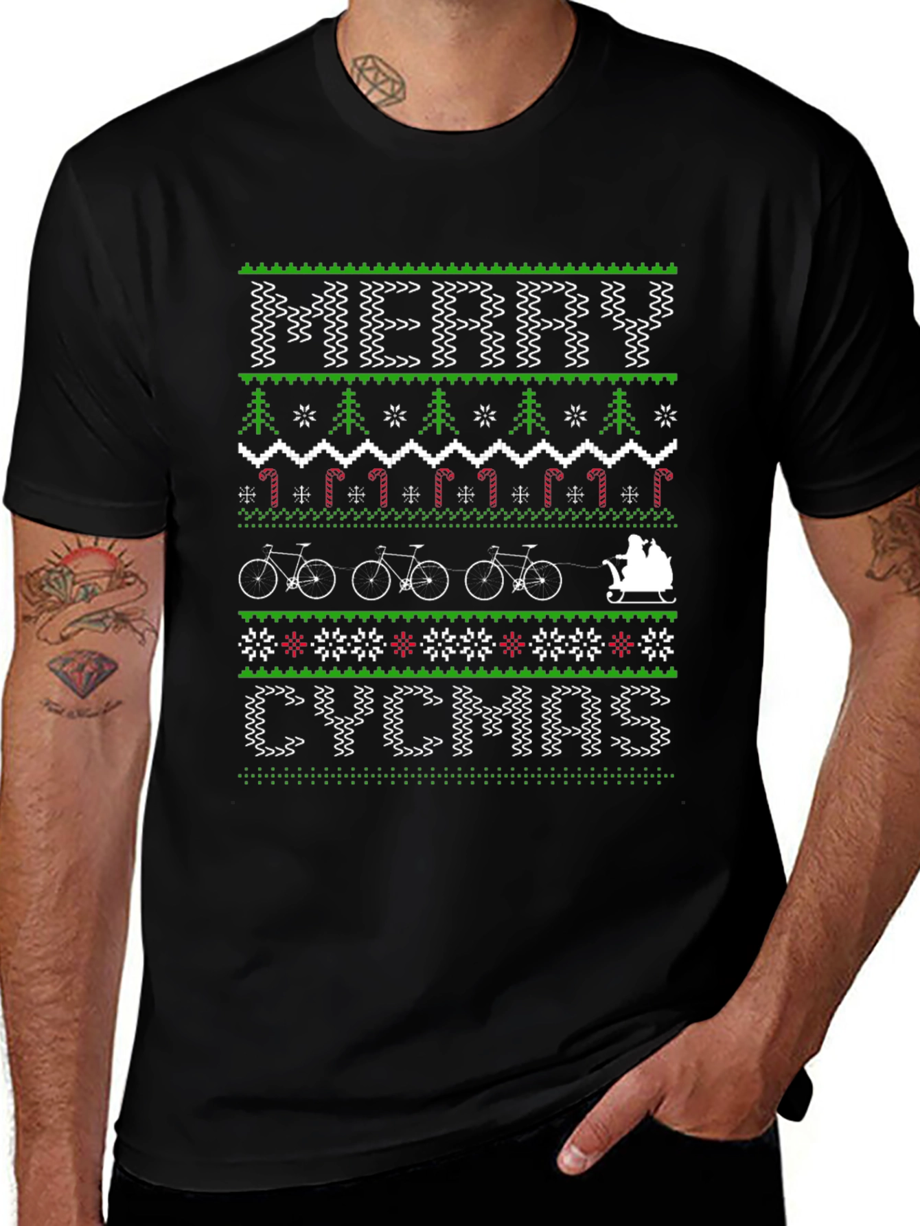 Merry CYCMAS Ugly Christmas Sweater Style T-Shirt