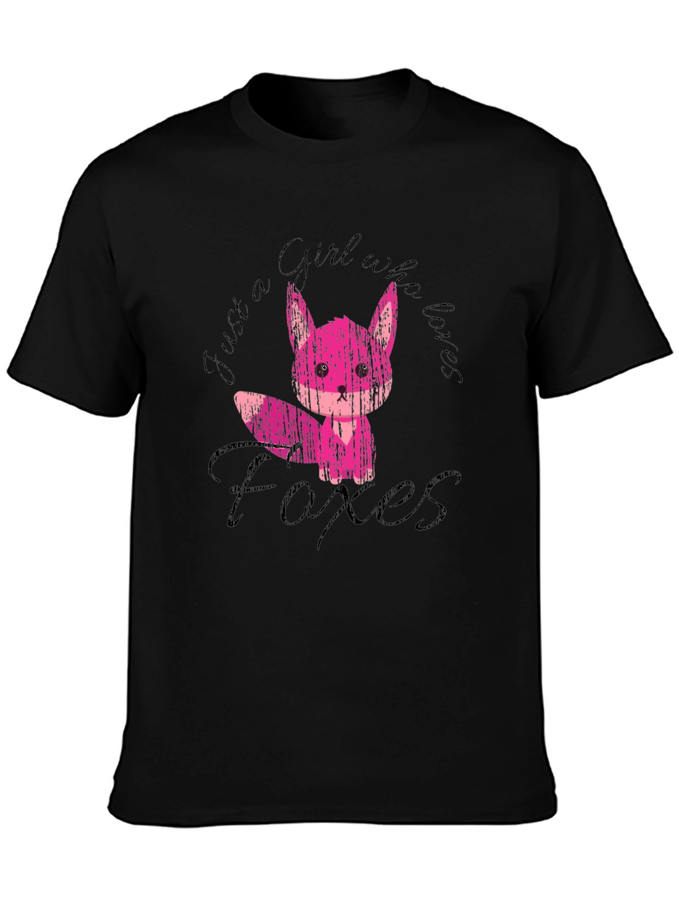 Girl Who Loves Foxes Black T-Shirt