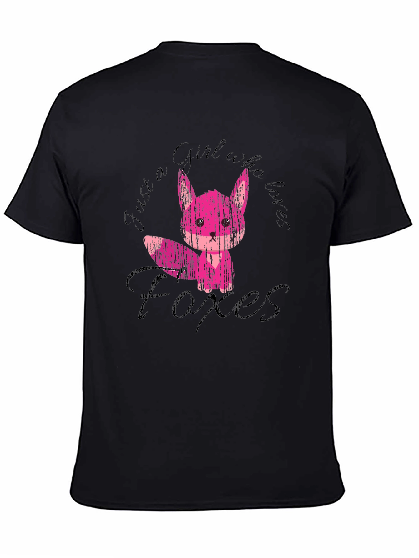 Girl Who Loves Foxes Black T-Shirt