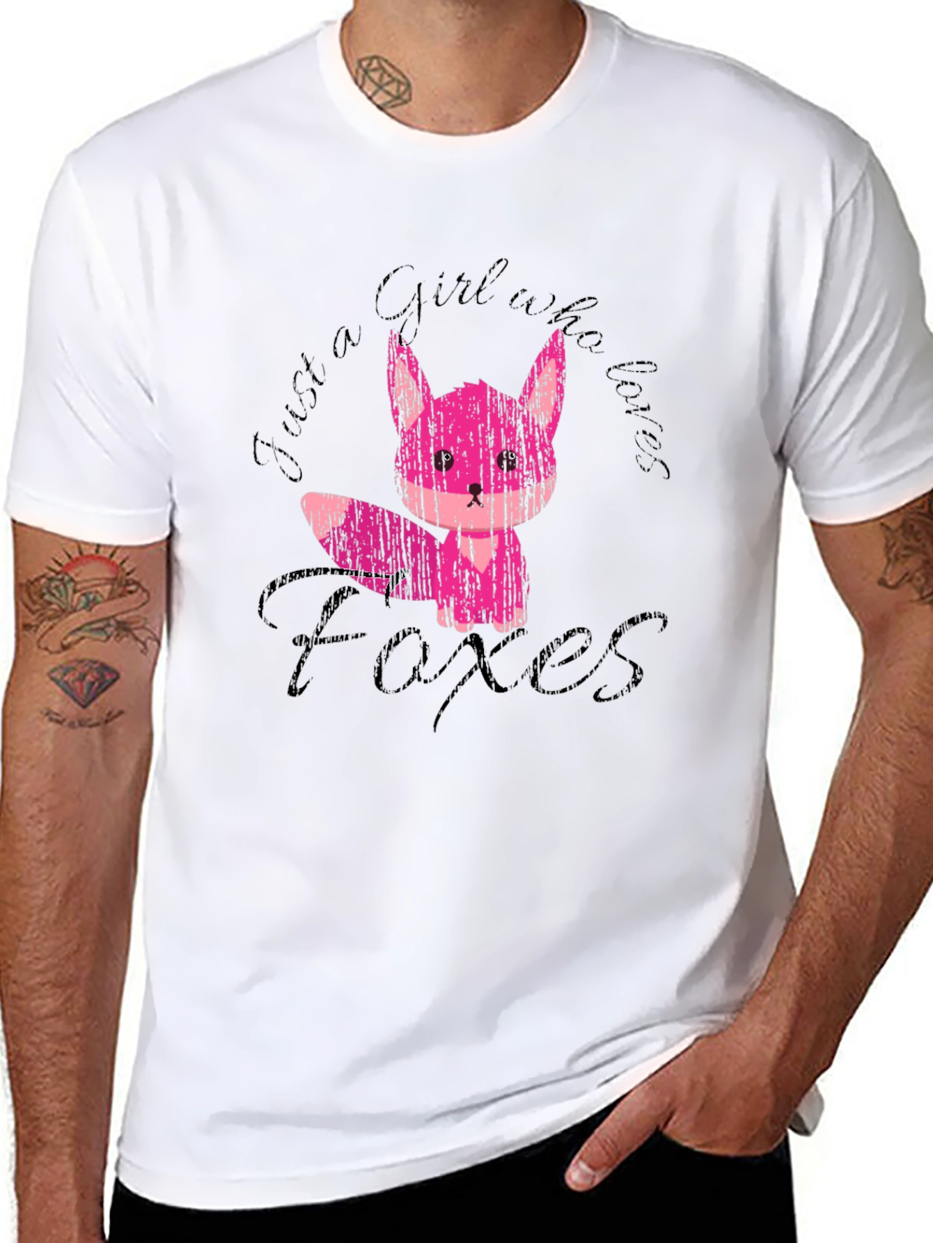 Girl Who Loves Foxes Black T-Shirt