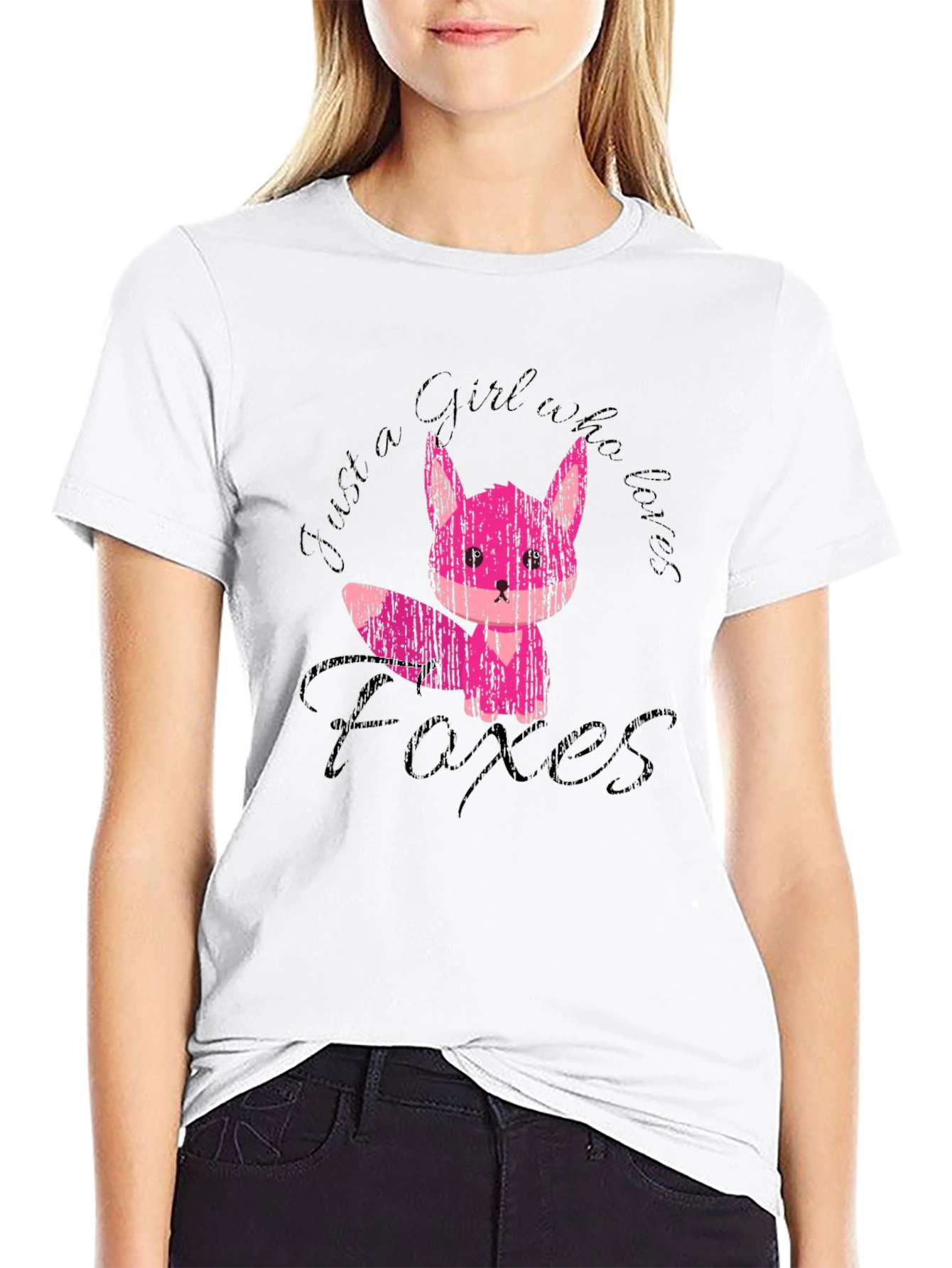 Girl Who Loves Foxes Black T-Shirt