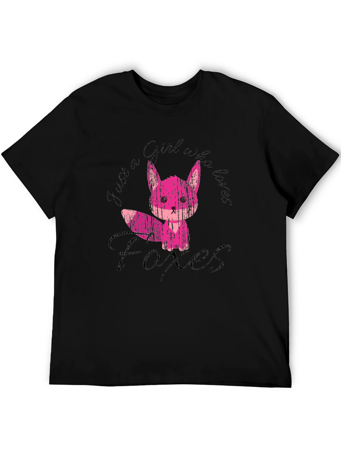 Girl Who Loves Foxes Black T-Shirt