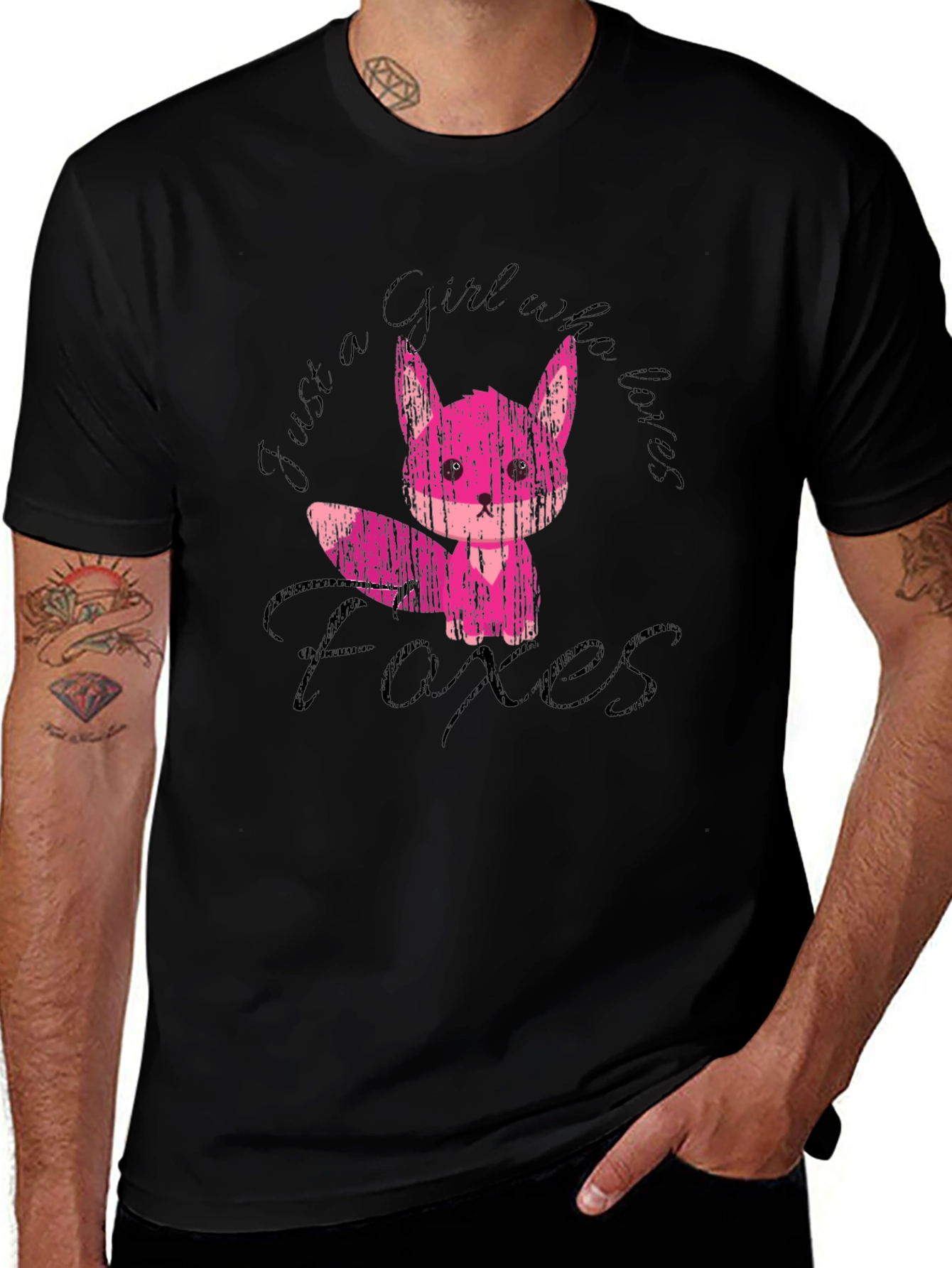 Girl Who Loves Foxes Black T-Shirt