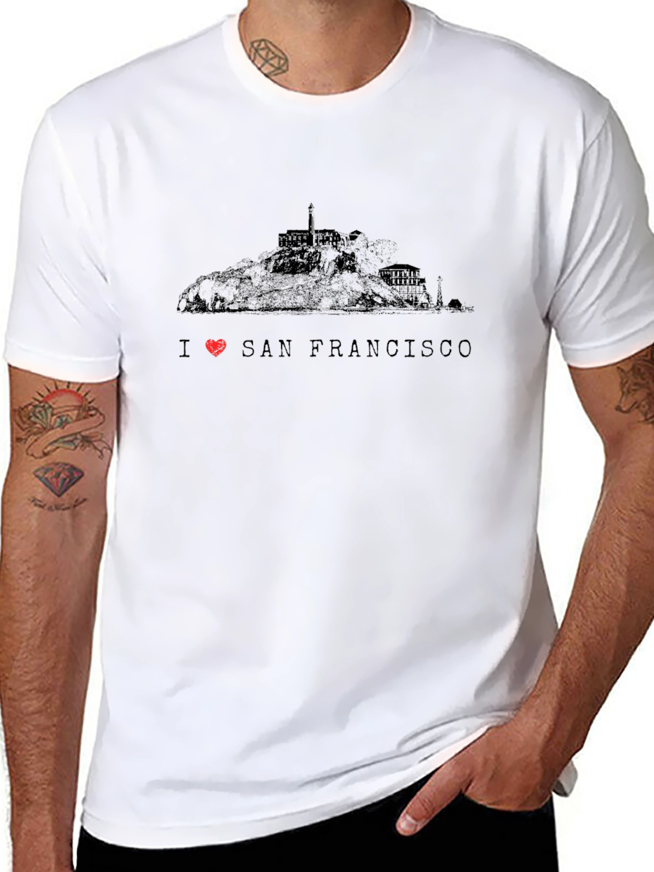 I Love San Francisco Mens Black Graphic T-Shirt