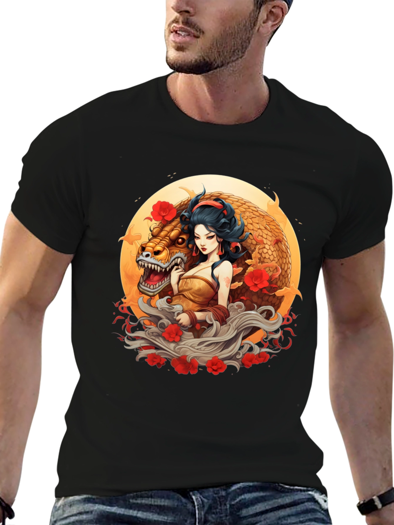 Dragon Goddess Graphic Tee - Unique Art Design