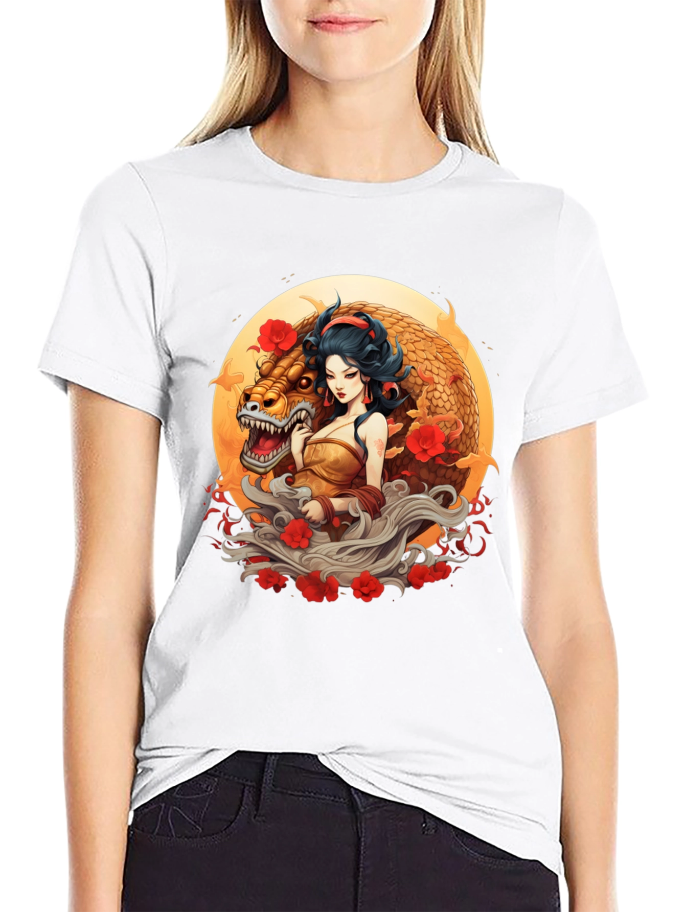 Dragon Goddess Graphic Tee - Unique Art Design
