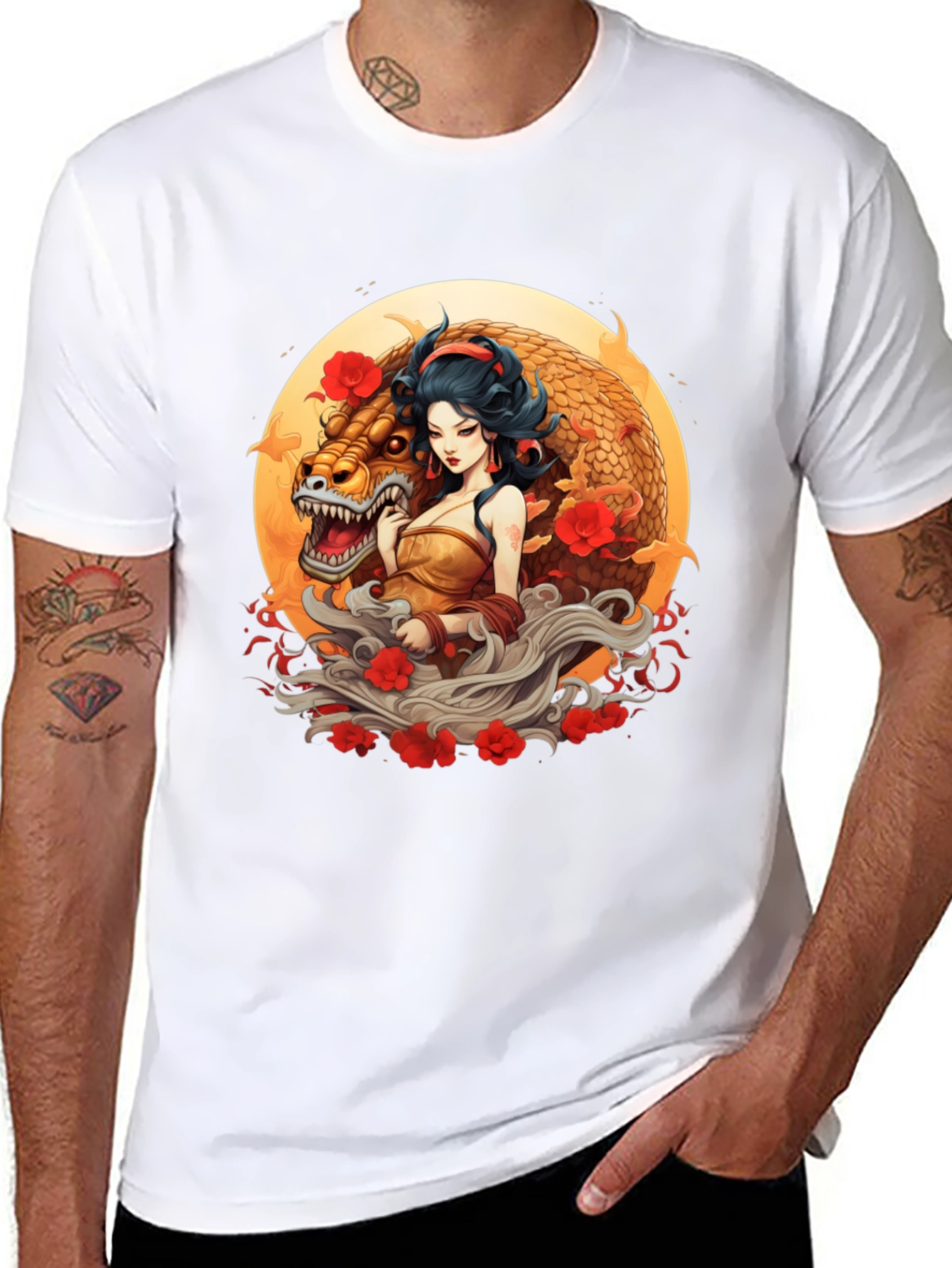 Dragon Goddess Graphic Tee - Unique Art Design