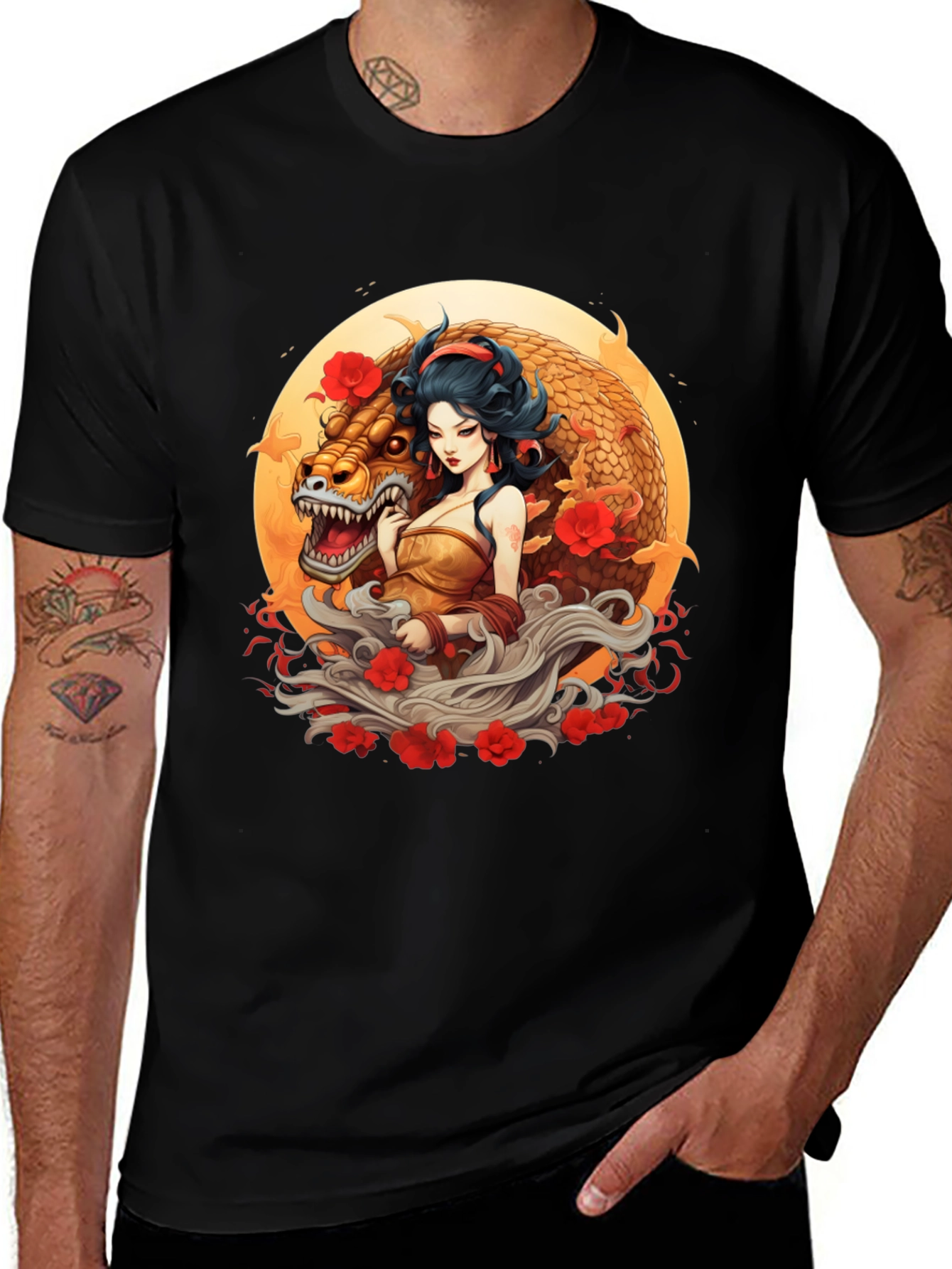 Dragon Goddess Graphic Tee - Unique Art Design