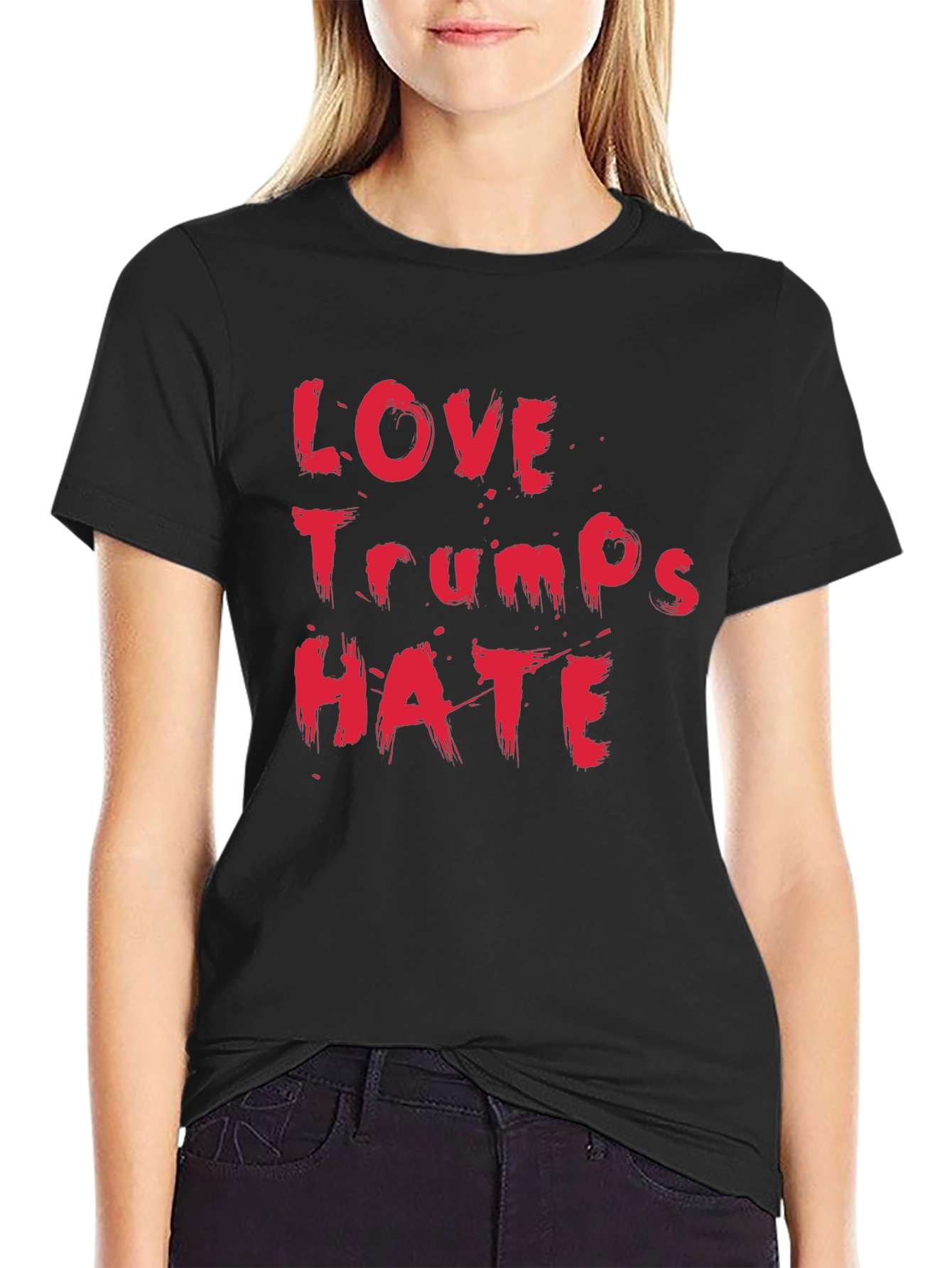 Love Trumps Hate Black Cotton T-Shirt