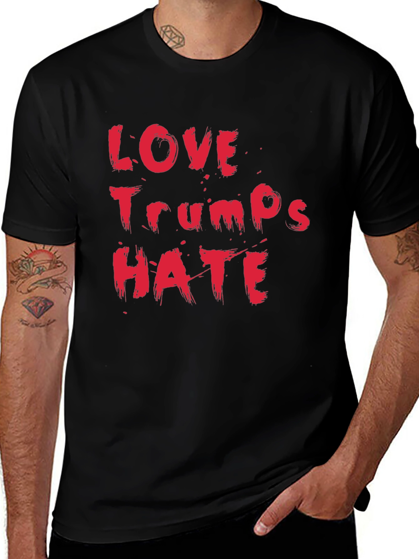 Love Trumps Hate Black Cotton T-Shirt
