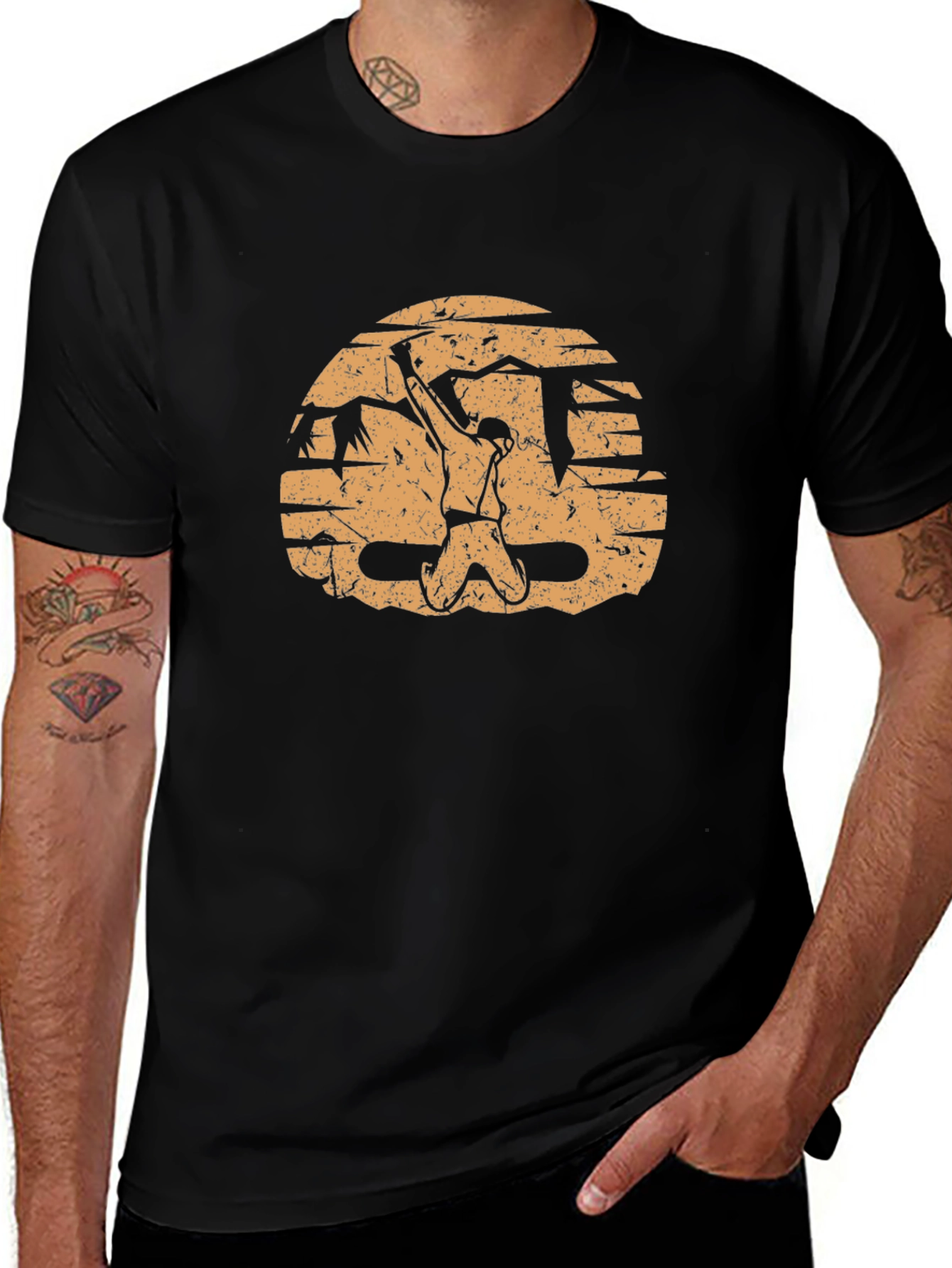 Climber Graphic Tee - Distressed Rock Climbing Design