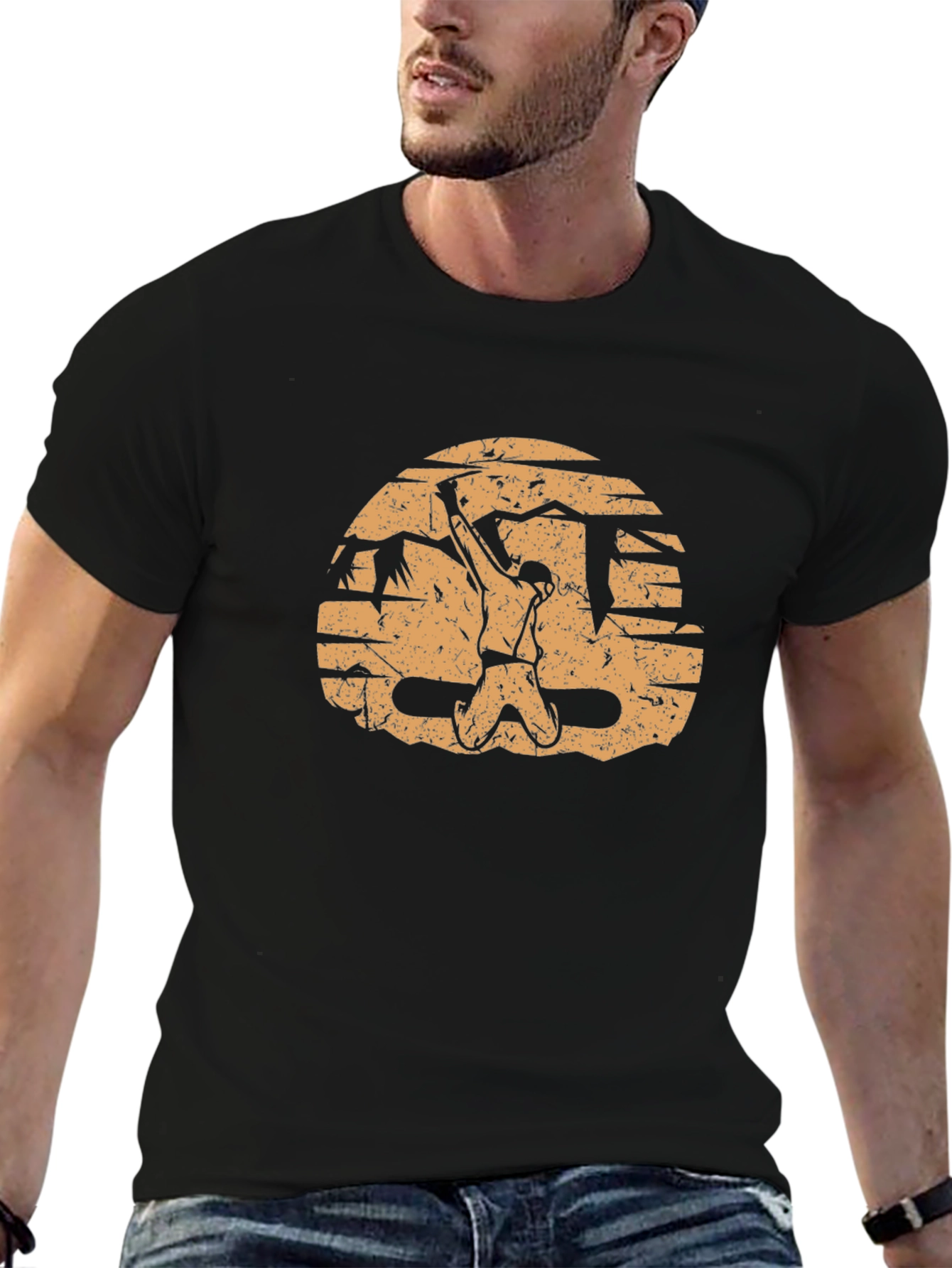 Climber Graphic Tee - Distressed Rock Climbing Design