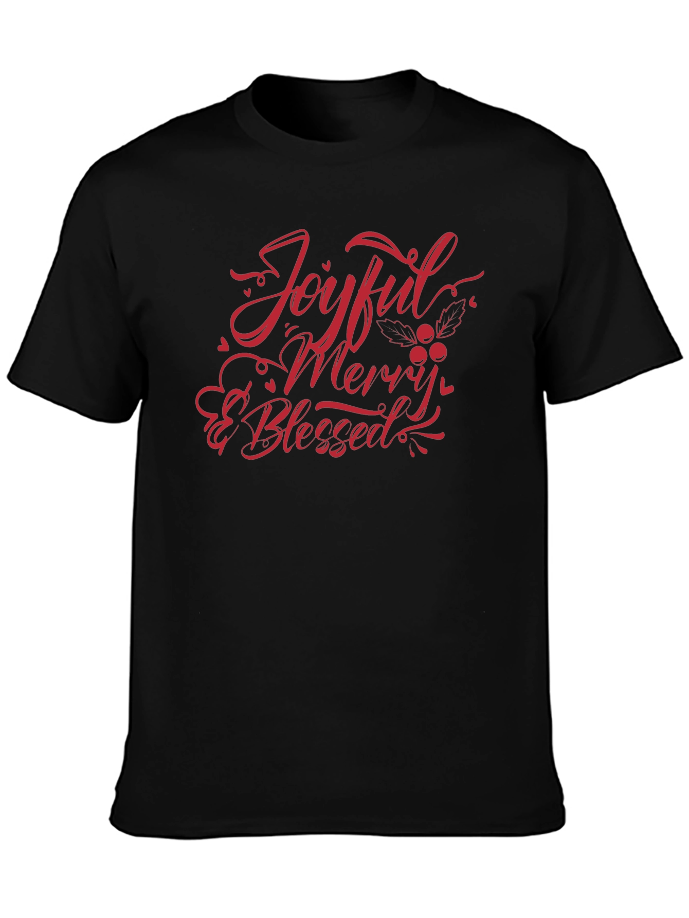 Joyful Merry & Blessed Black T-Shirt